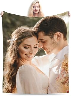 Personalisierte Foto Decke, Personalisiert Fotodecke mit Eigenem Bild Text Name, mit 1-10 Foto Collagen Flanell Decke, für Mama, Papa, Freundin, Freund, Kind, Personalisierte Geschenke (1 Foto)
