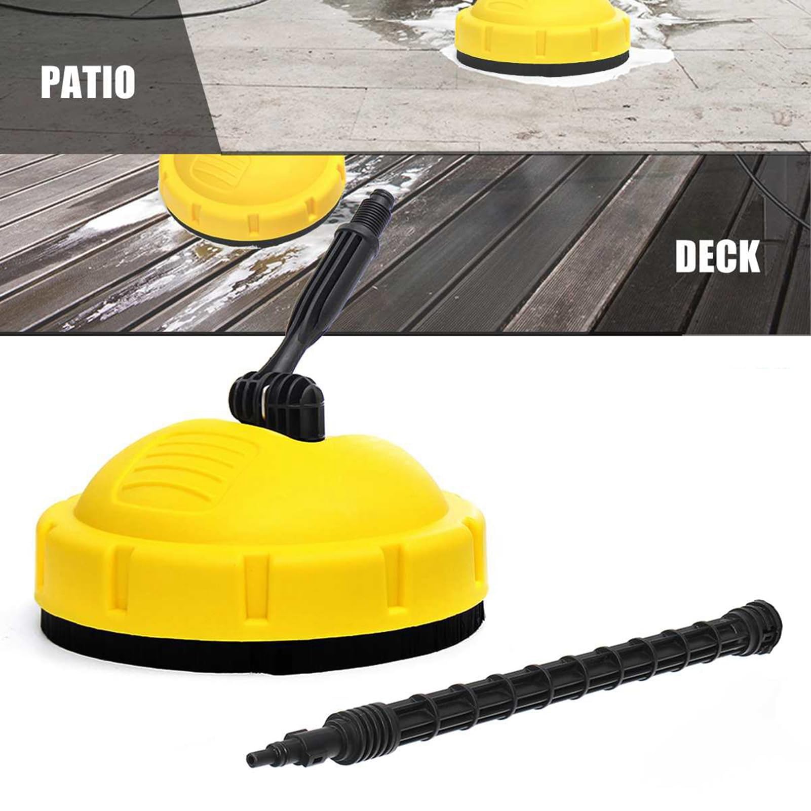 Accesorio de Hidrolavadora para Patio, Cepillo de Limpieza de Superficies para Hidrolavadora, Accesorios de Lavado con Boquilla de Chorro Giratoria para Terraza, Pared, Patio, Entrad 24cm Round Brush