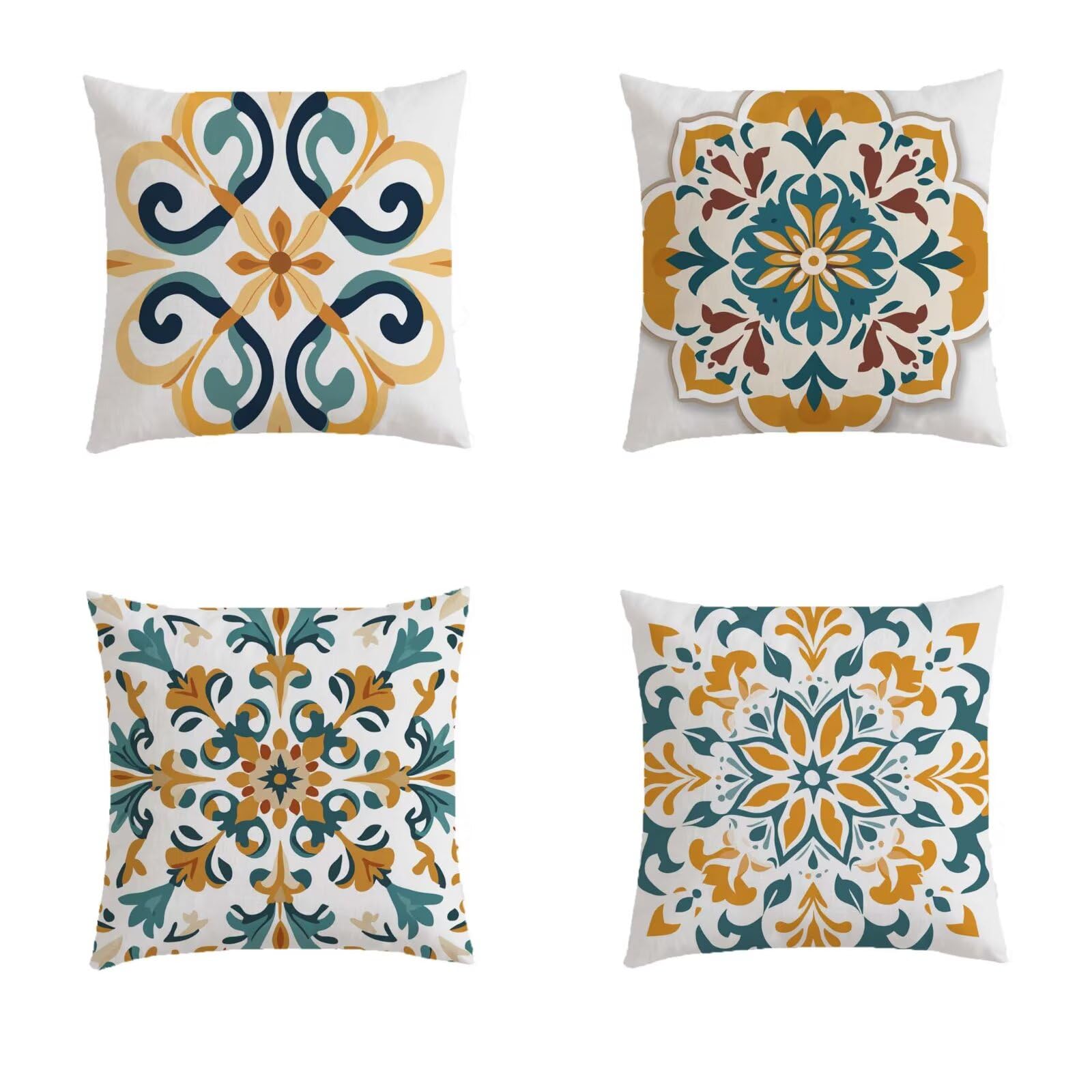Housse de coussin 60x60cm bohème carré pour taie oreiller turquoise