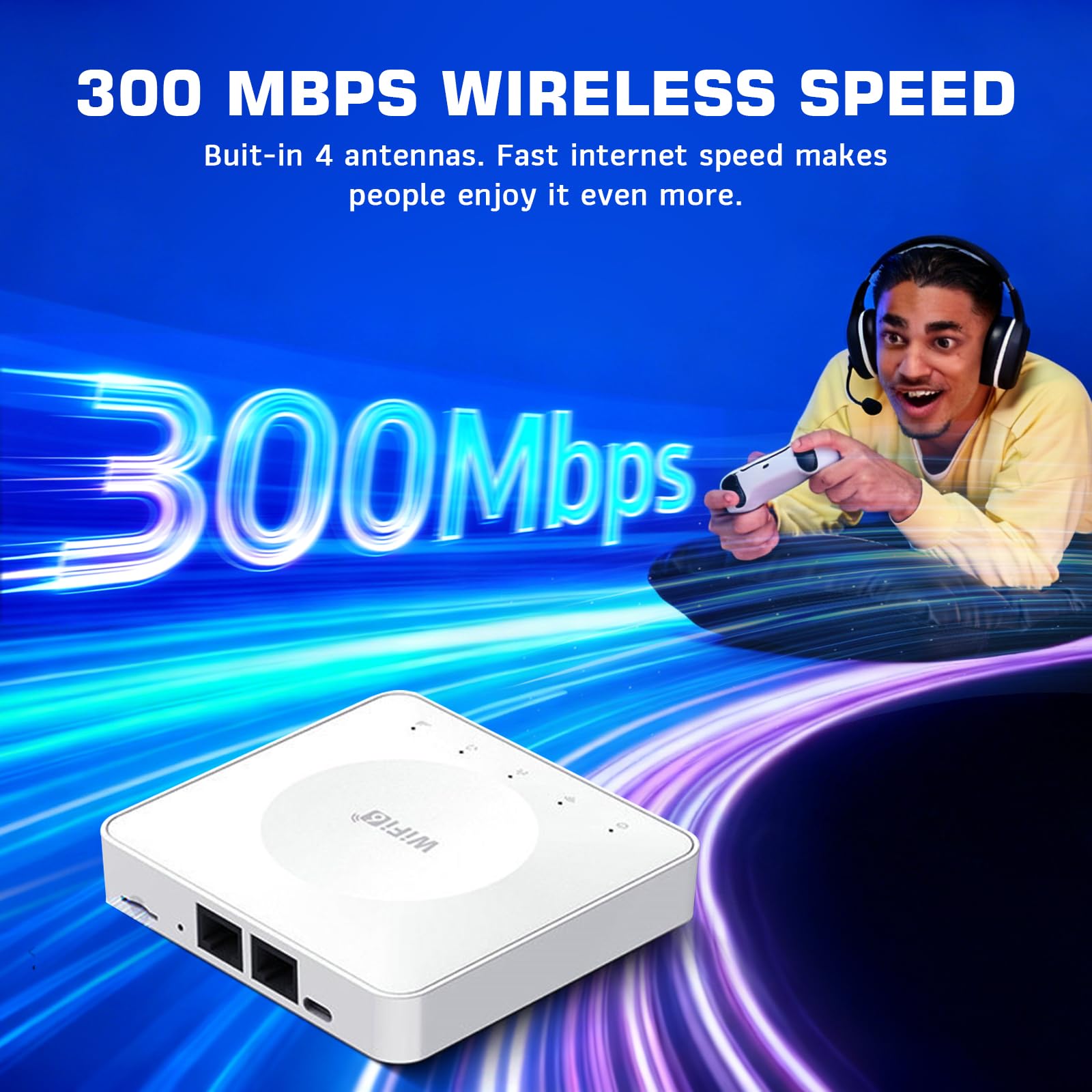 Hotspot Mobile 4G Routeur, Routeur Internet Mobile LTE jusqu'à 300 Mbps | 4G Routeur WiFi 6 Portable, éCran LED, USB WiFi Portable, 2 ports LAN, jusqu'à 32 Utilisateurs WiFi pour Carte SIM