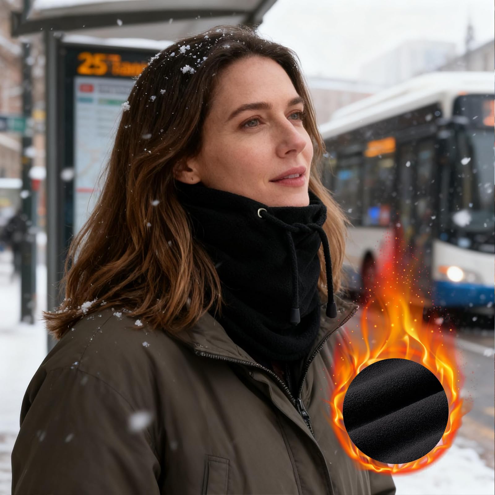 Pasamontañas Térmicos de Invierno, Multifuncional Prueba de Viento Cálido Máscara Ajustable, Mascarilla Moto Térmica Forro Polar para Mujeres Hombres Deportes Aire Libre Correr Esquí Ciclismo, Negro