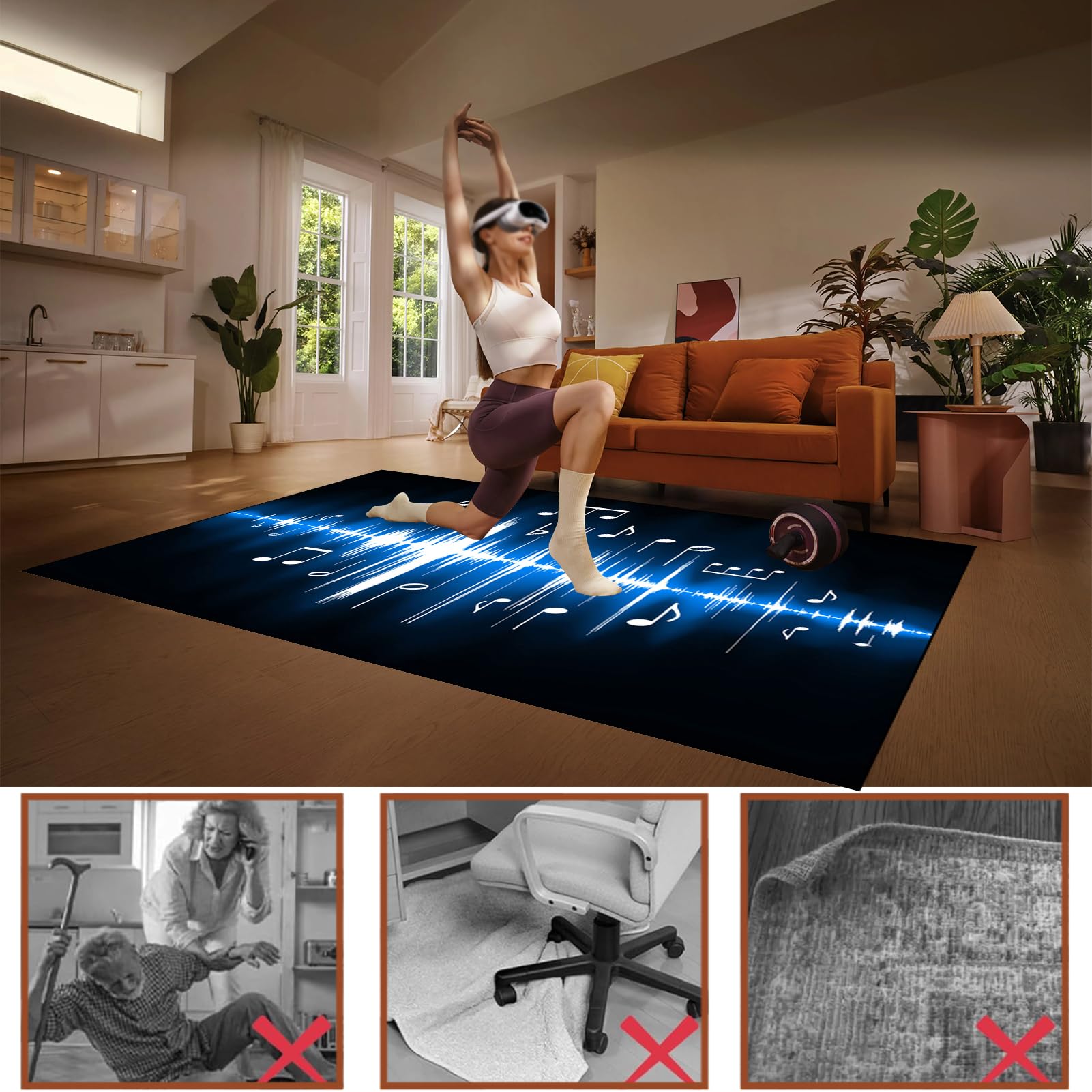 Dywan Krzesło Gamingowe, Ochraniacz Podłogi Wózki Inwalidzkie Biuro, Mata Ochronna Na Podłogi, Antypoślizgowa Mata Do Komputera Gry Na Podłogę 170 x 220 cm