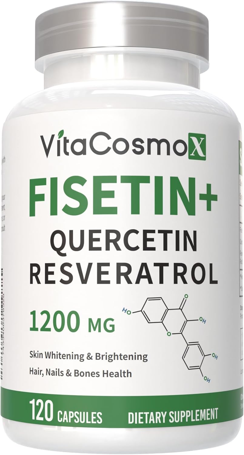 Fisetin Quercetin Resveratrol Supplement, 1,200 mg, 120 Veggie Capsules 100% Vegetarian, Non-GMO & Gluten Free (3)