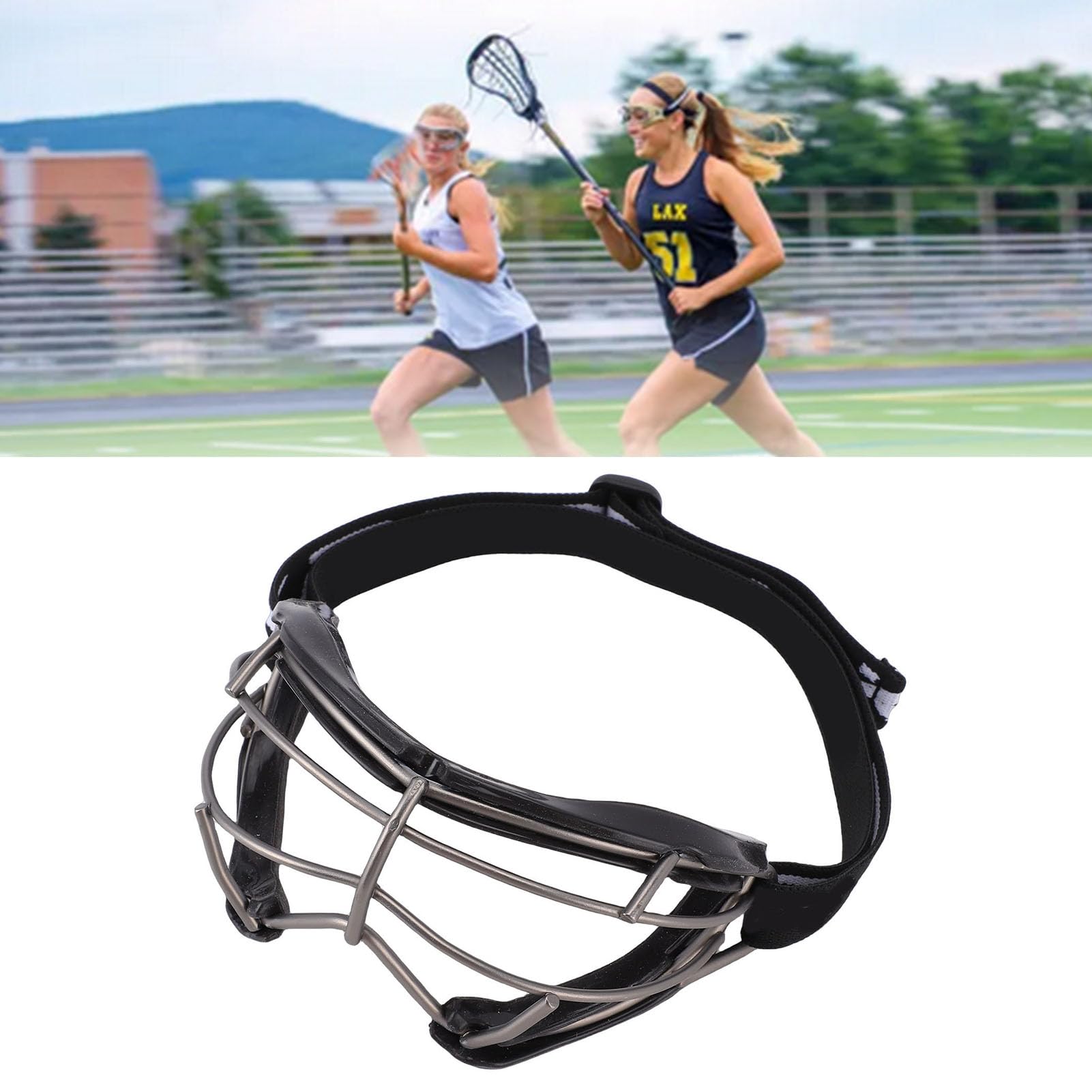 Gogle do Lacrosse, Ochronne Okulary Ochronne dla Kobiet, Przeciwmgielne i Antypoślizgowe Okulary, Gogle z ramą ze Stopu o Wysokiej Wytrzymałości, Idealne do Lacrosse i Innych Sportów