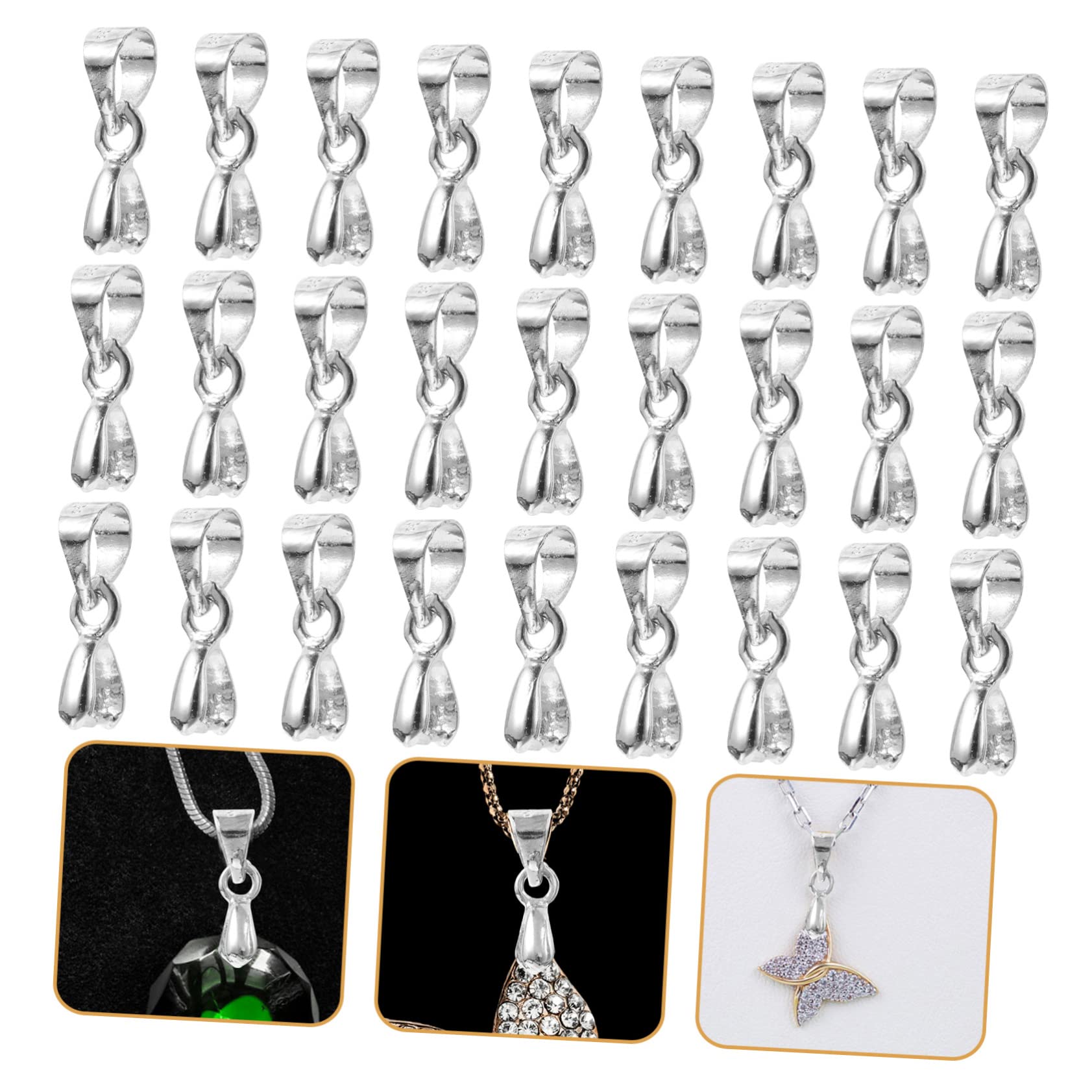 SHINEOFI 5 Sätze Hängende Schnalle Für Anhänger Verschlüsse Crimpen Halsketten-anhänger-verschlüsse Schmuckanhängerverschlüsse Halskettenanhängerschnallen Silver Silber- 100 Stück * 5