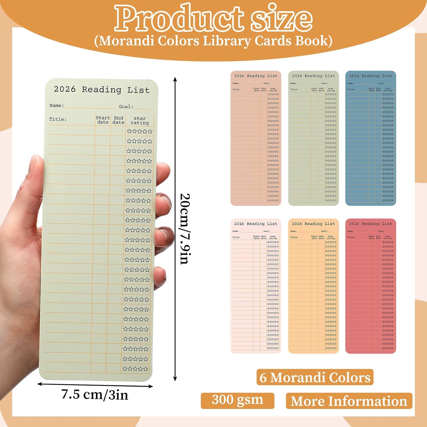 60 Pcs 2026 Reading Log Bookmark 3 x 7.9 Inch Reading List Bookmark Book Lovers Gifts Macaron Color Library Book Tracker Notecards for Teachers Students School Library Accessories - Image 2