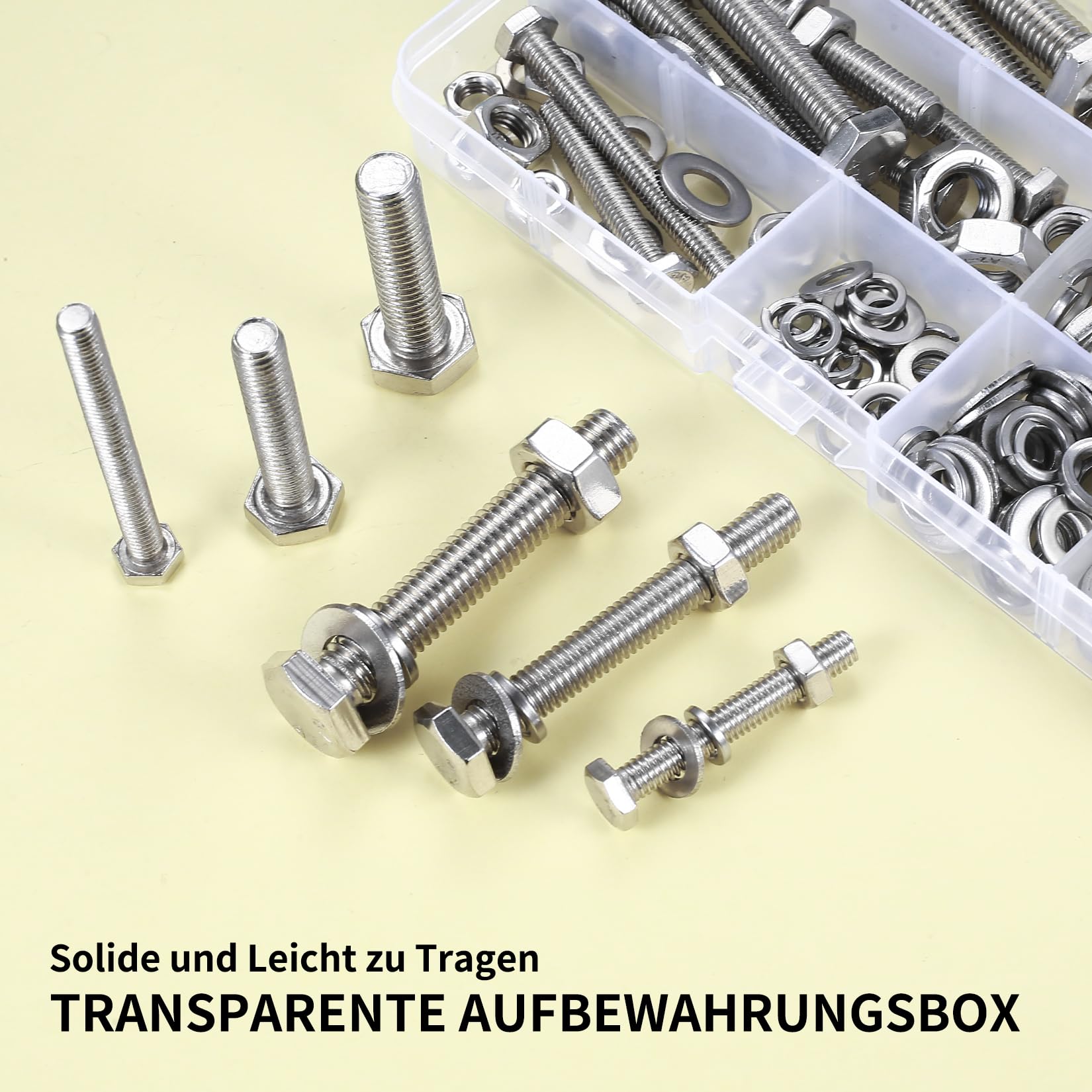 124 Pcs M6 M8 M10 Hex Bolts and Nuts Set, Stainless Steel Assorted Nuts and Bolts and Flat & Lock Washers Assortment - Image 4