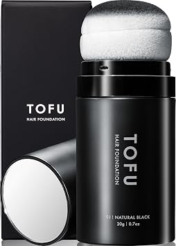 TOFU Hairline Powder 0.7 oz for Gray Roots & Thinning Hair - Root Touch-Up Scalp Concealer with Puff Applicator & Mirror Cap, Scalp-Friendly Formula, Made in Japan, Natural Black