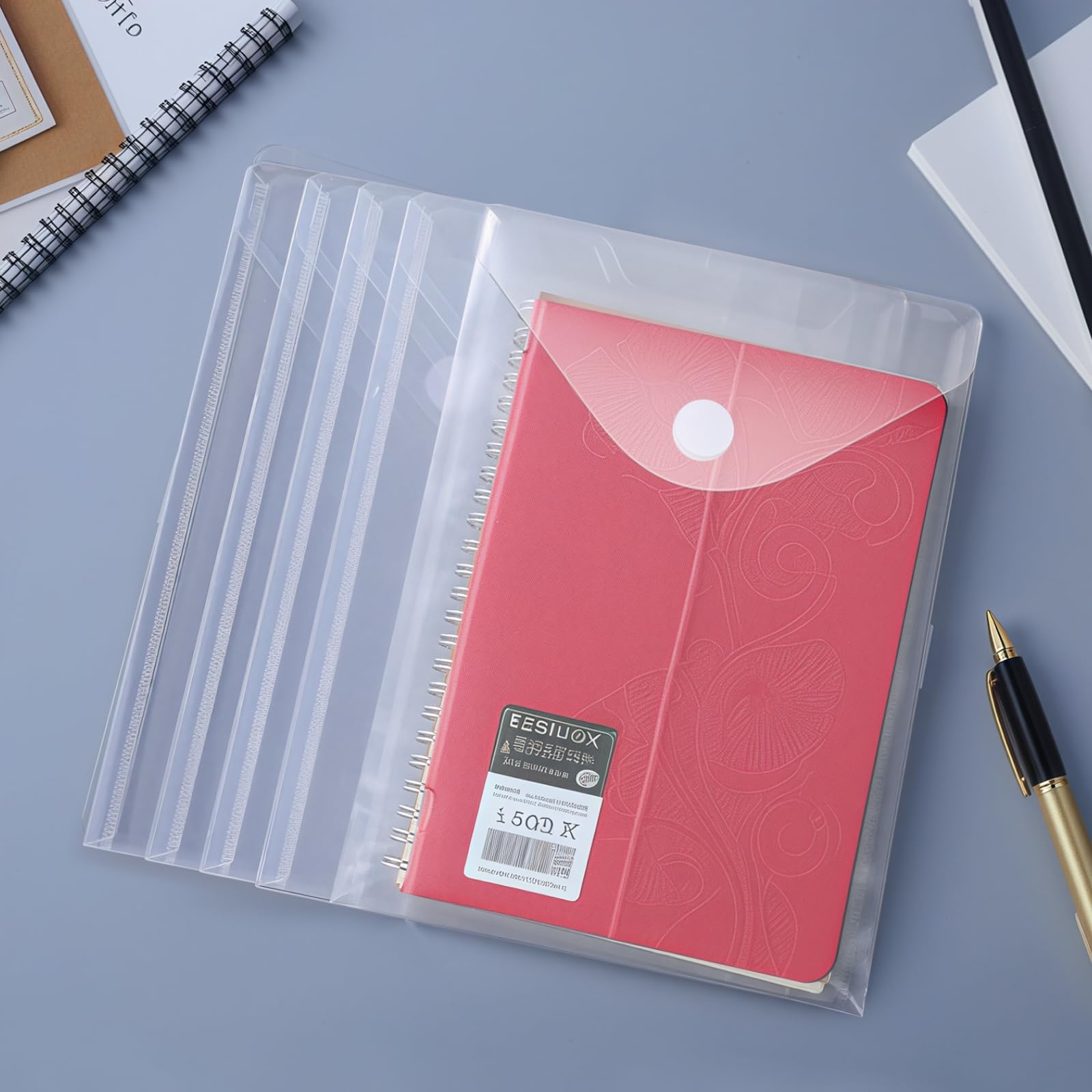 Lot de 30 pochettes transparentes pour documents, format A5, enveloppes en plastique PP pour papiers, cartes, dossiers de bureau et rangement scrapbooking, pochettes de classement transparentes