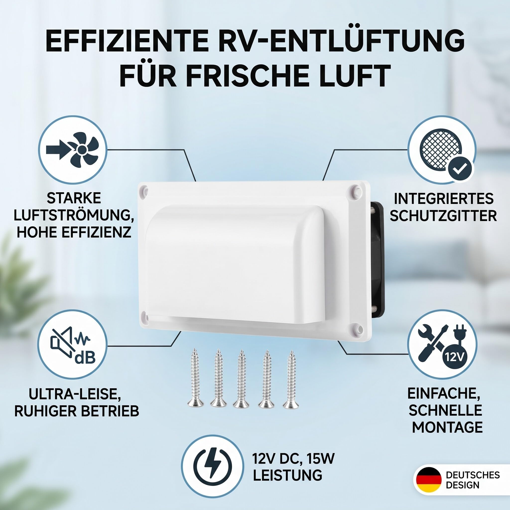 AYNEFY Side Air Vent wentylator wentylacyjny, wentylator wylotowy, DC 12 V, 25 W, do kamperów, przyczep kempingowych, łodzi, jachtów