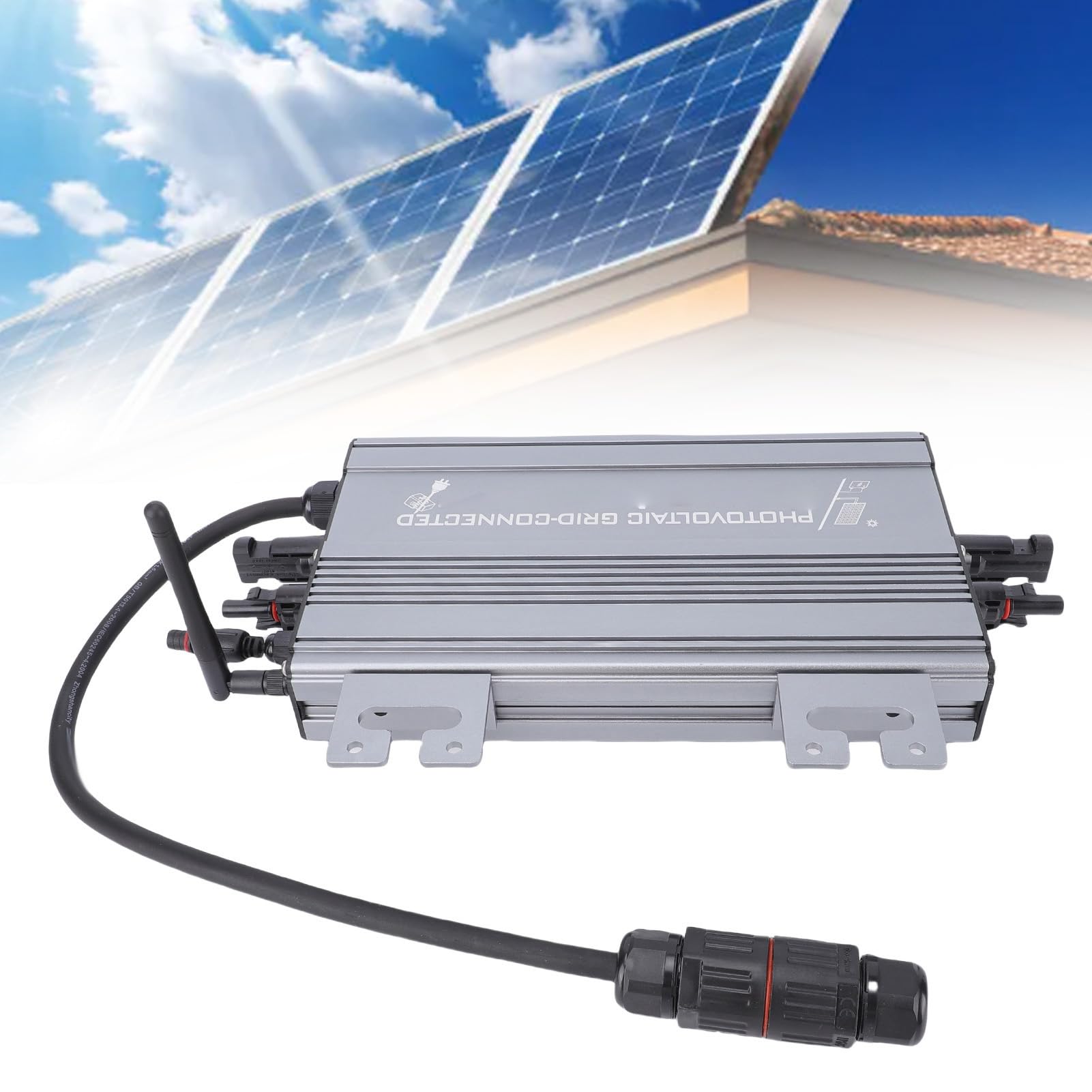 Inverter per Collegamento alla Rete da 1000 W, WiFi e Limitatore di Potenza, Inverter Solare MPPT, Ingresso 60 V CC, Uscita 1200 W, per la Casa