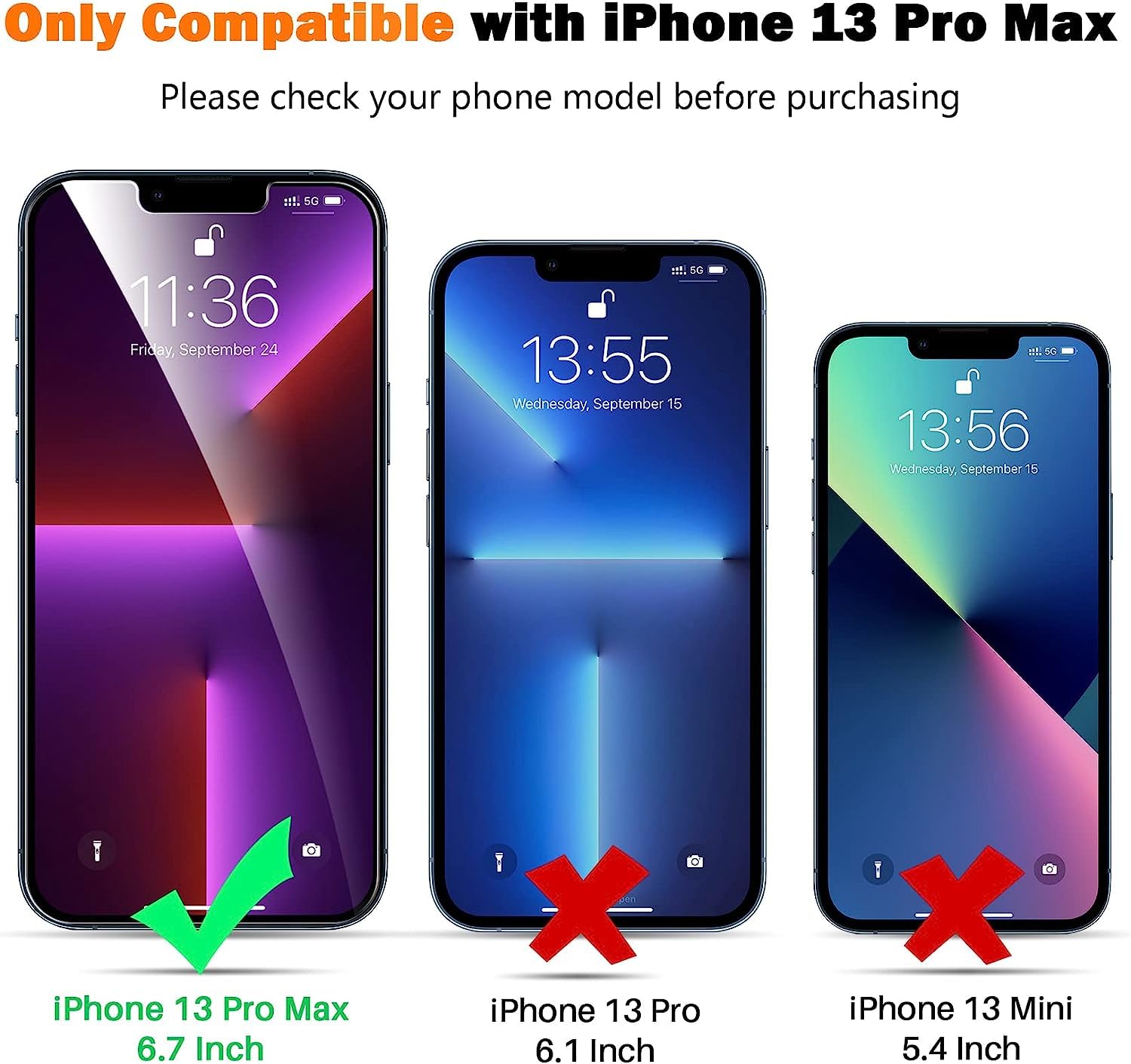 LK 3+3 Pezzi Vetro Temperato per iPhone 13 Pro Max, 3 Pezzi Pellicola Protettiva e 3 Pezzi Protezione Fotocamera, Durezza 9H, HD Schermo Pellicola, con Strumenti di Installazione