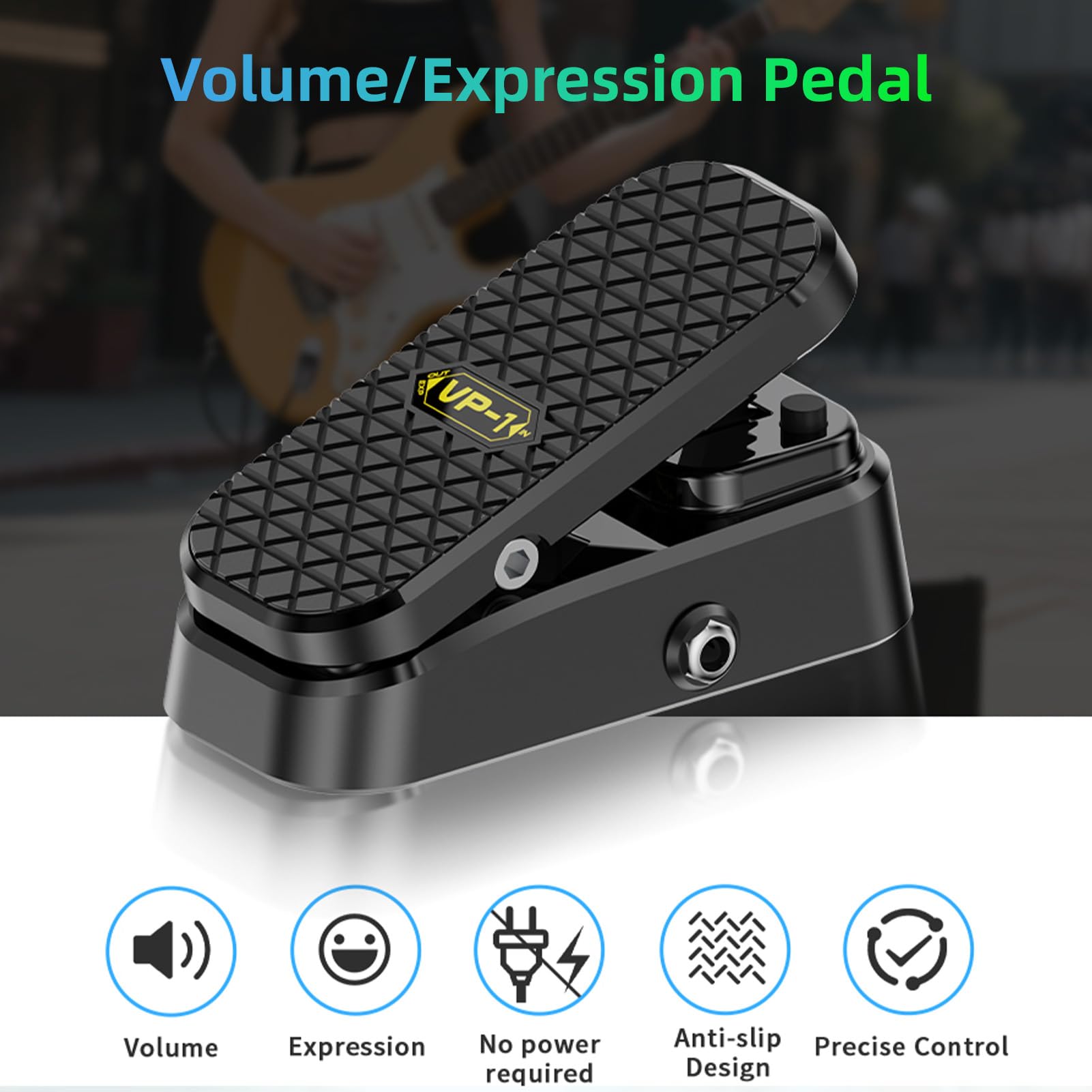 Btuty Volume Expression Pedal Expression EXP & Passive Volume 2-in-1 Dual Control Gitarreneffektpedal Silent Buffer Metallgehäuse Stereo-Interface für Gitarre und Bass
