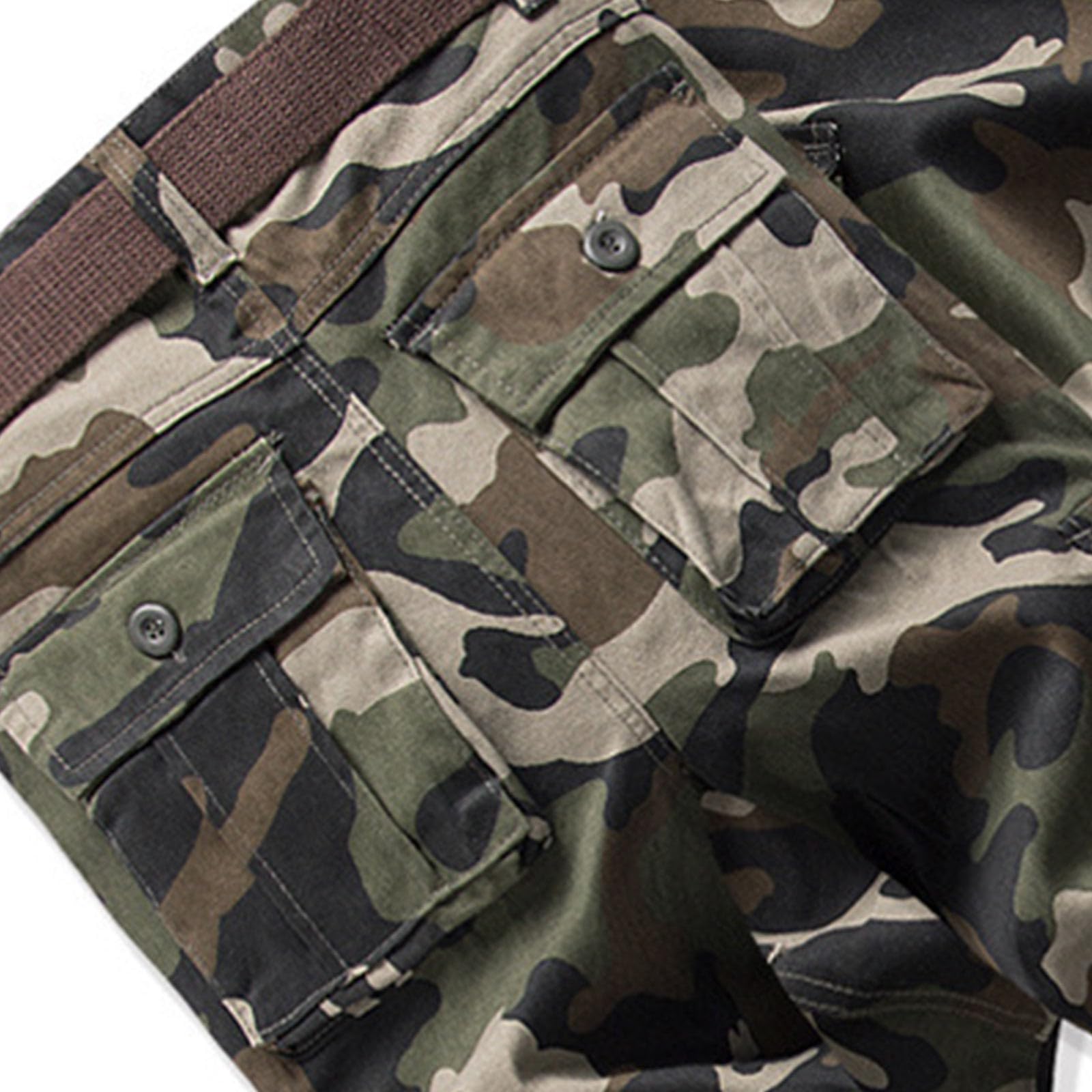 Cargohose Herren Mit Taschen & Knofp Baumwolle Arbeitshosen Männer Stretch Elastischem Bund Mit Gürtel Outdoor Funktionshose Freizeit Trekkinghose Atmungsaktiv Sporthose Für Wandern Camping Alltag