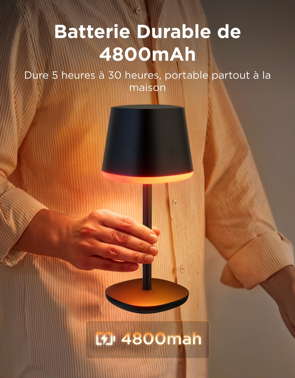 Govee Lampe de Chevet LED RGBICWW, Lampe de Table Sans Fil Rechargeable