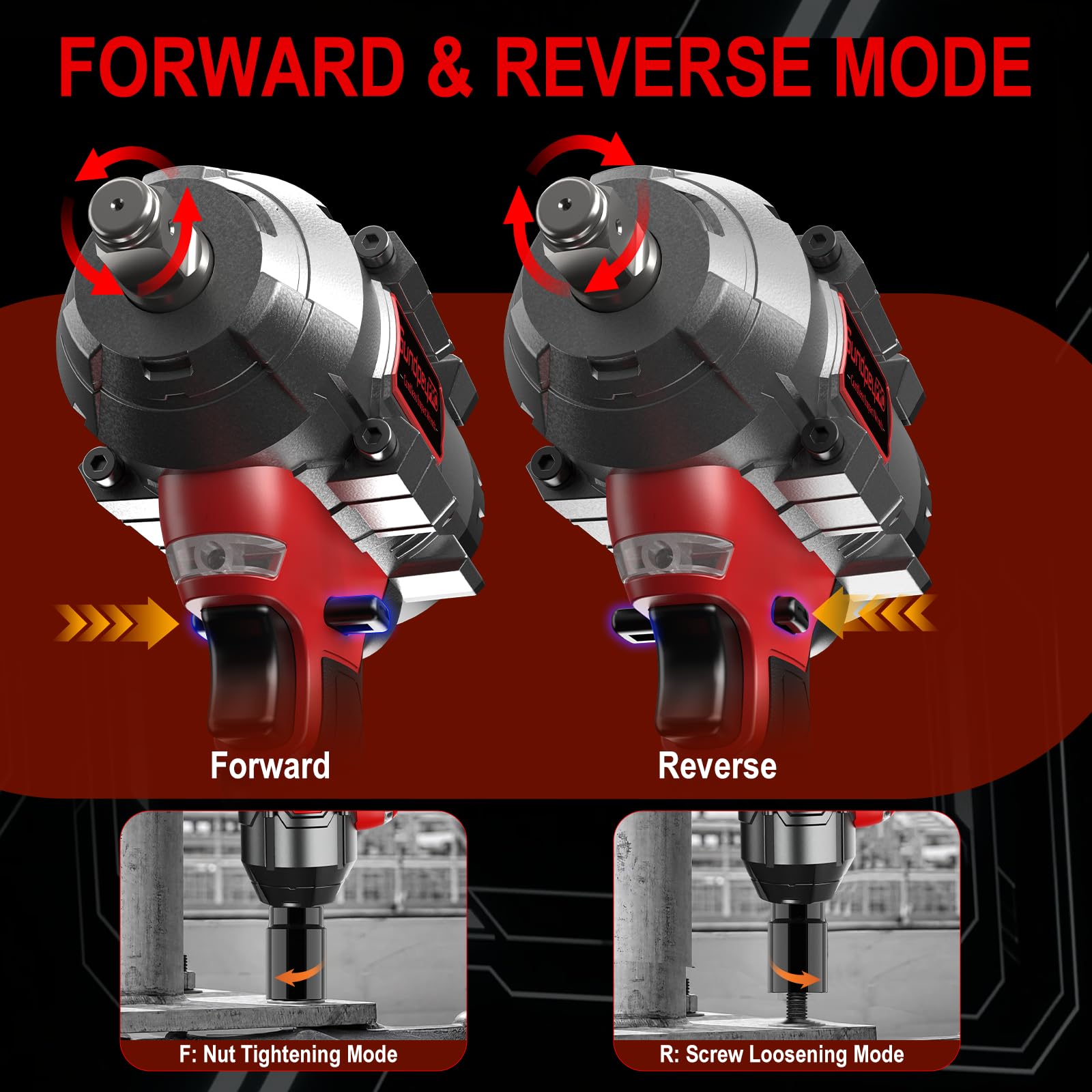 Llave de Impacto Inalámbrica 1400Nm con 2 x 4.0Ah Baterías, Rojo