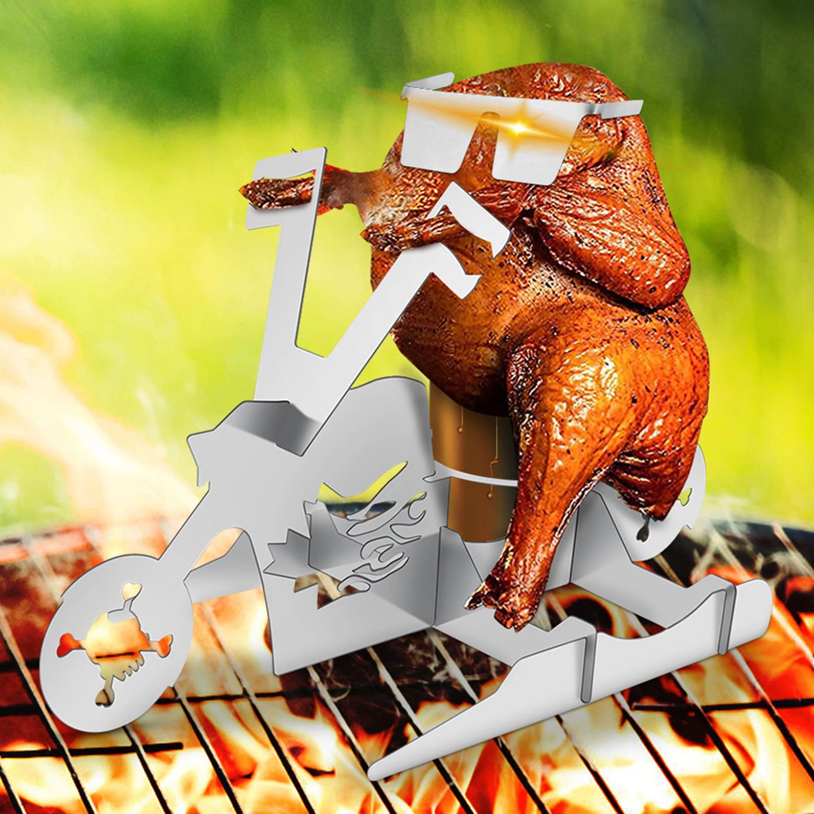 Chicken Grill Stand Bbq Tray U5a3 Can Roaster Holder Rack Roasting Beer