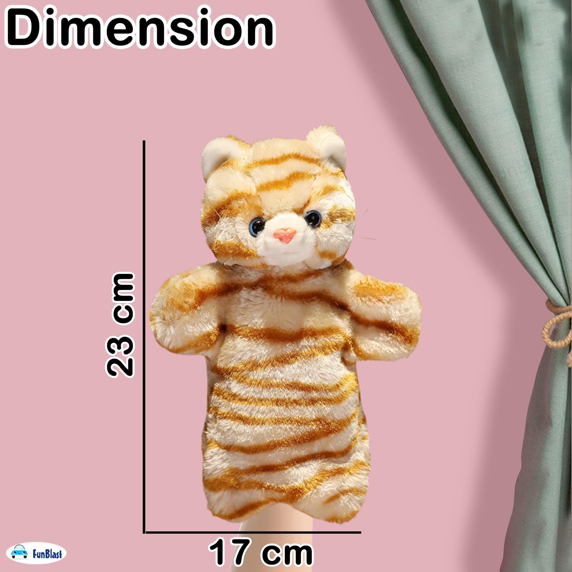 FunBlast Hand Puppets for Kids - Plush Animal Hand Puppet Toys - Soft Storytelling Puppets for Boys & Girls, Fun Learning Educational Toys for Toddlers & Children (Cat-A) 1