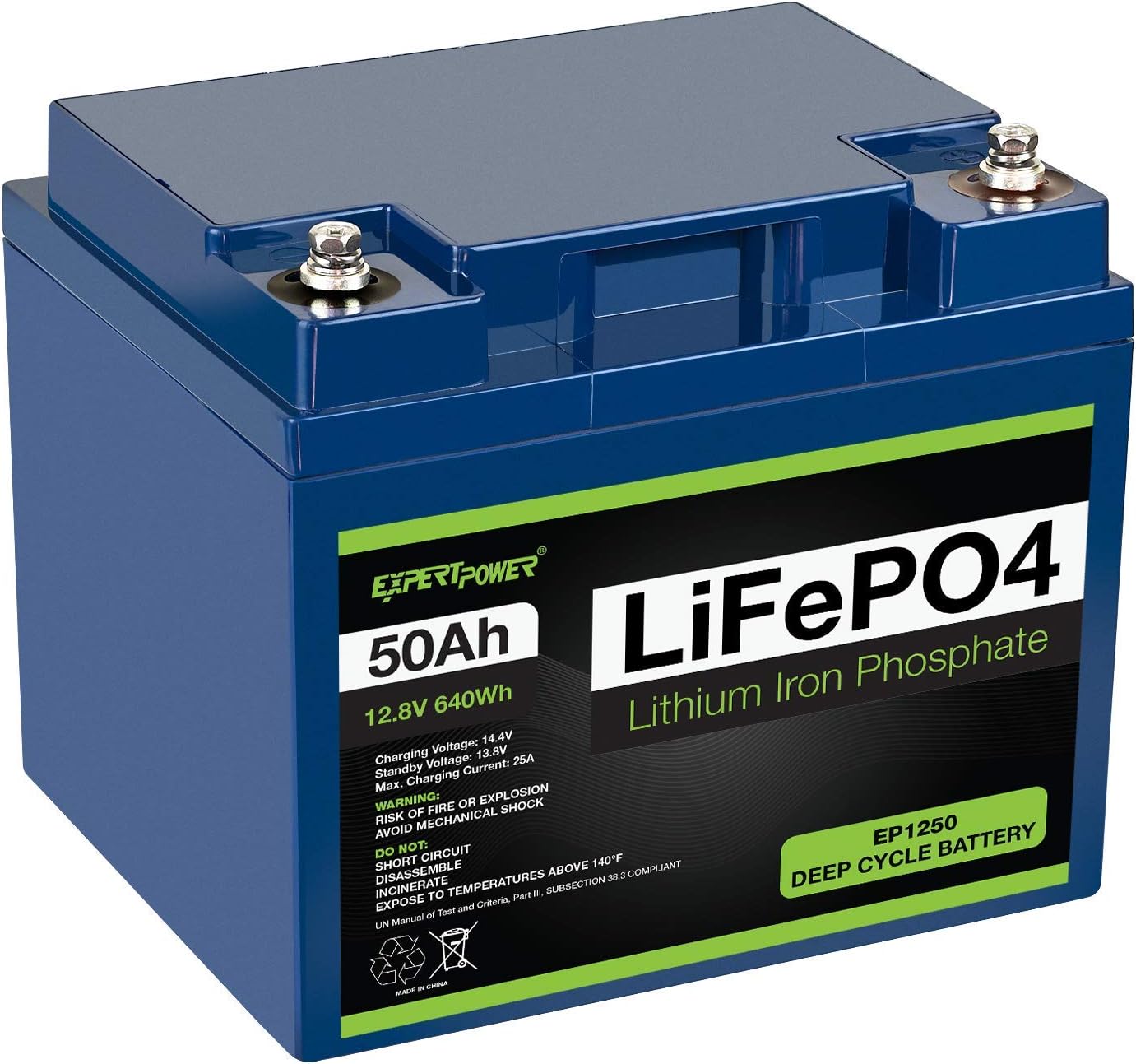 ExpertPower 12V 50Ah Lithium LiFePO4 Deep Cycle Rechargeable Battery | 2500-7000 Life Cycles & 10-Year Lifetime | Built-in BMS | Perfect for RV, Solar, Marine, Overland, Off-Grid Applications