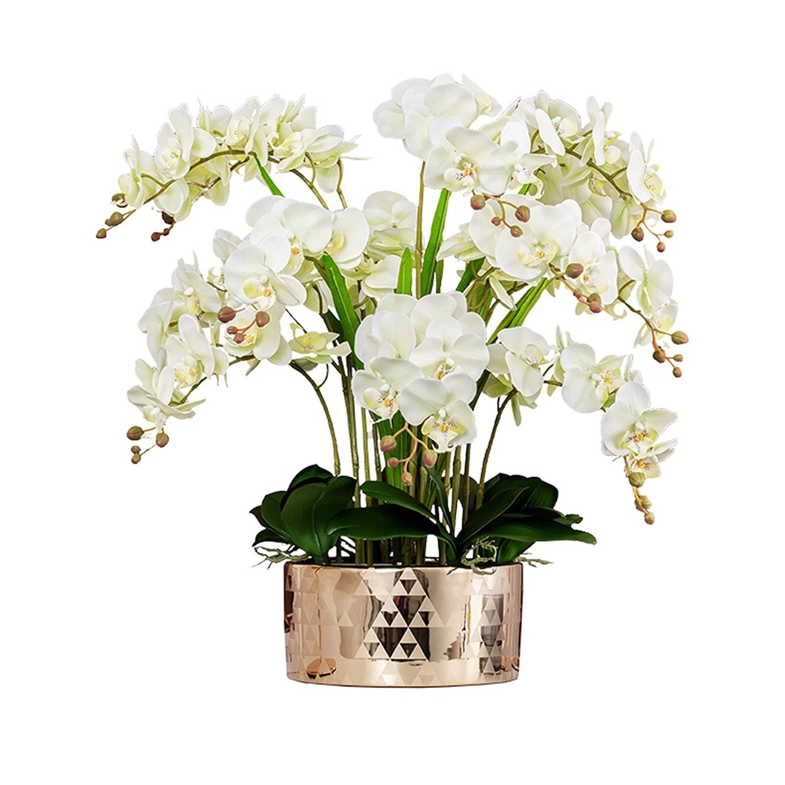 Amazon.de: Knstliche Blumen mit Vase, knstliche Blumen mit bertopf,  Orchidee, gro, fr drinnen, Seidenblume, groe knstliche Pflanzen in  Tpfen, knstliche Blumen, Bonsai im Topf (wei, rosa, gelb) emen (A)