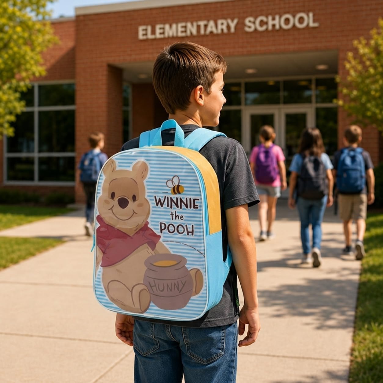Disney Winnie the Pooh Backpack for Kids - Cute & Durable Kids Backpack for Girls with Padded Straps & Zip Compartment - Ideal Toddler Bookbag for School & Travel - 15”