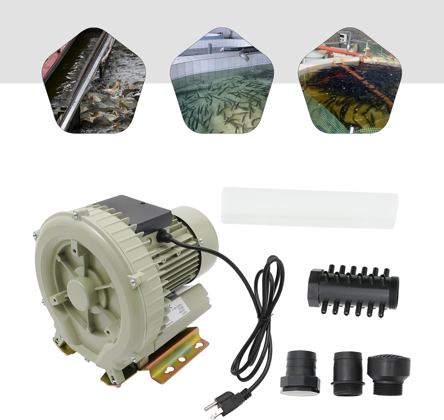 Air Pump Blower, 110V 370W 12KPa High Pressure Industrial Air Pump Blower Oxygen Aerator Aquarium Fish Tank Pond Aquaculture Blower