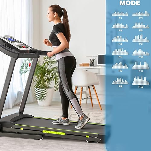 Miniatura 7 de Folding Treadmill for Home, Brushless Quiet Motor with LED Display, Foldable Treadmill for Running and Walking, Space Saving, US Plug Negro y