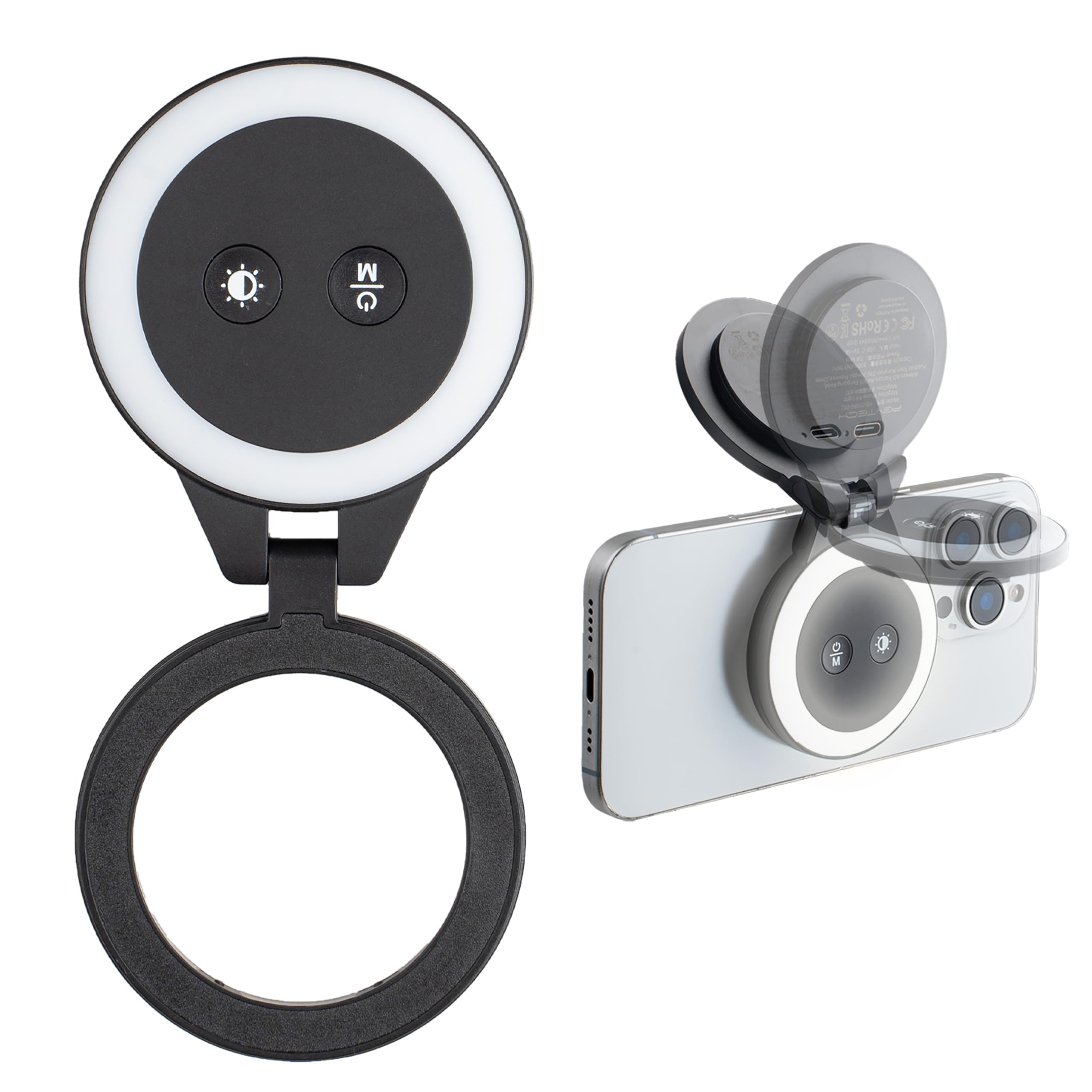 PGYTECH MagGlow Luce di Riempimento Magnetica per Cellulare, Luce Selfie MagSafe, Anello Luminoso LED Magnetico Portatile con Luce Fredda/Morbida/Calda, per Selfie/Fotografia/Video (Nero)