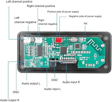 12V Car Audio Bluetooth Mp3 Decoder Board Color Screen Display Bluetooth Version 5.0 Mp3 Decoder Module Dual Decoding Audio Receiver Module with Remote Control