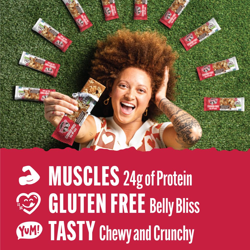 Lenny & Larry's Cookie-fied BIG BAR – Chocolate Chip Cookie Dough Vegan Protein Bars 12x90g – Healthy Snacks, 24g Plant Protein & 10g Prebiotic Fiber – Gluten-Free Power Bar & Vegan