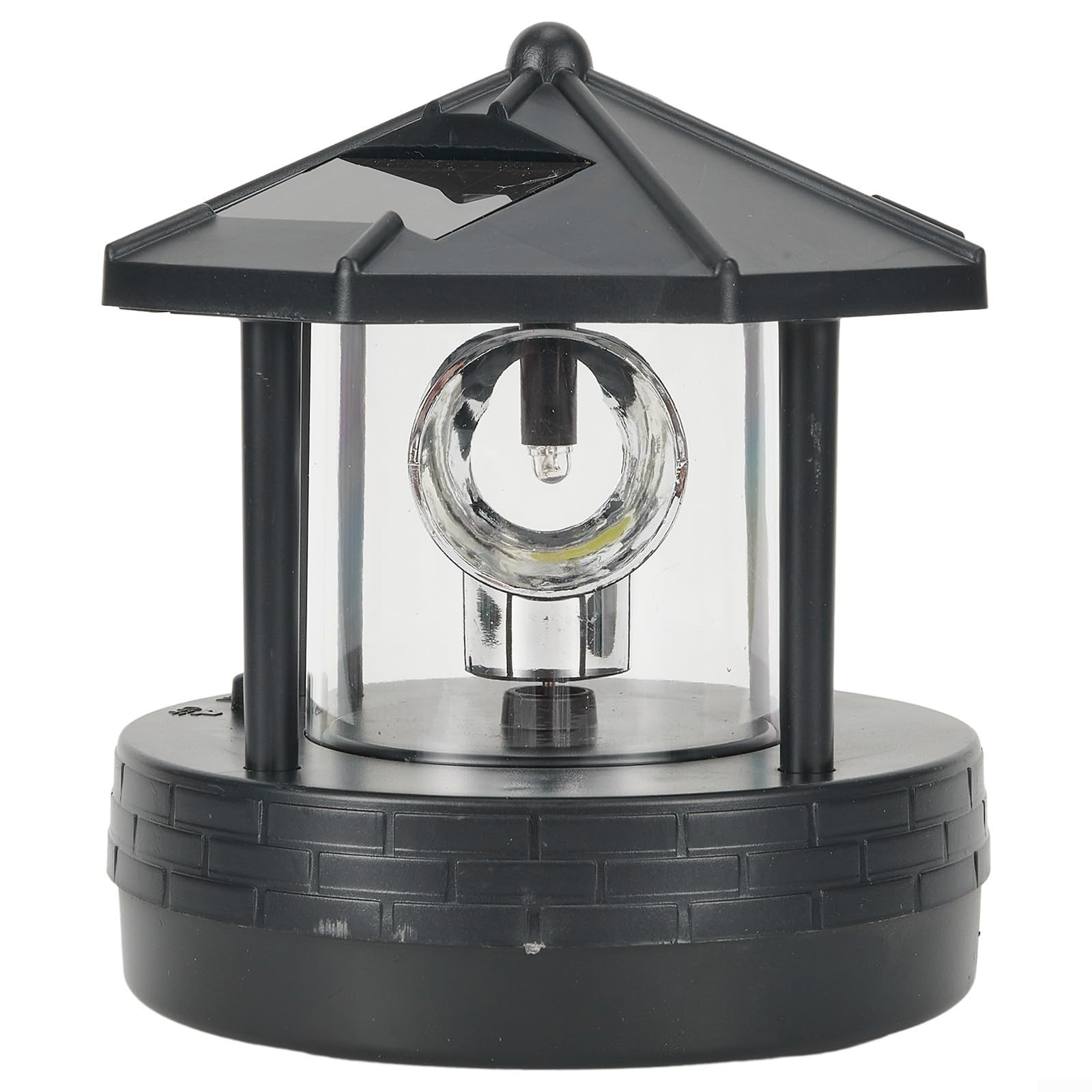 HEBEOT Solar Powered Lighthouse Waterproof LED 360-degree Rotating Solar Lighthouse Garden Lawn Light Outdoor Garden Yard Decor 11 * 10 * 11cm(black)