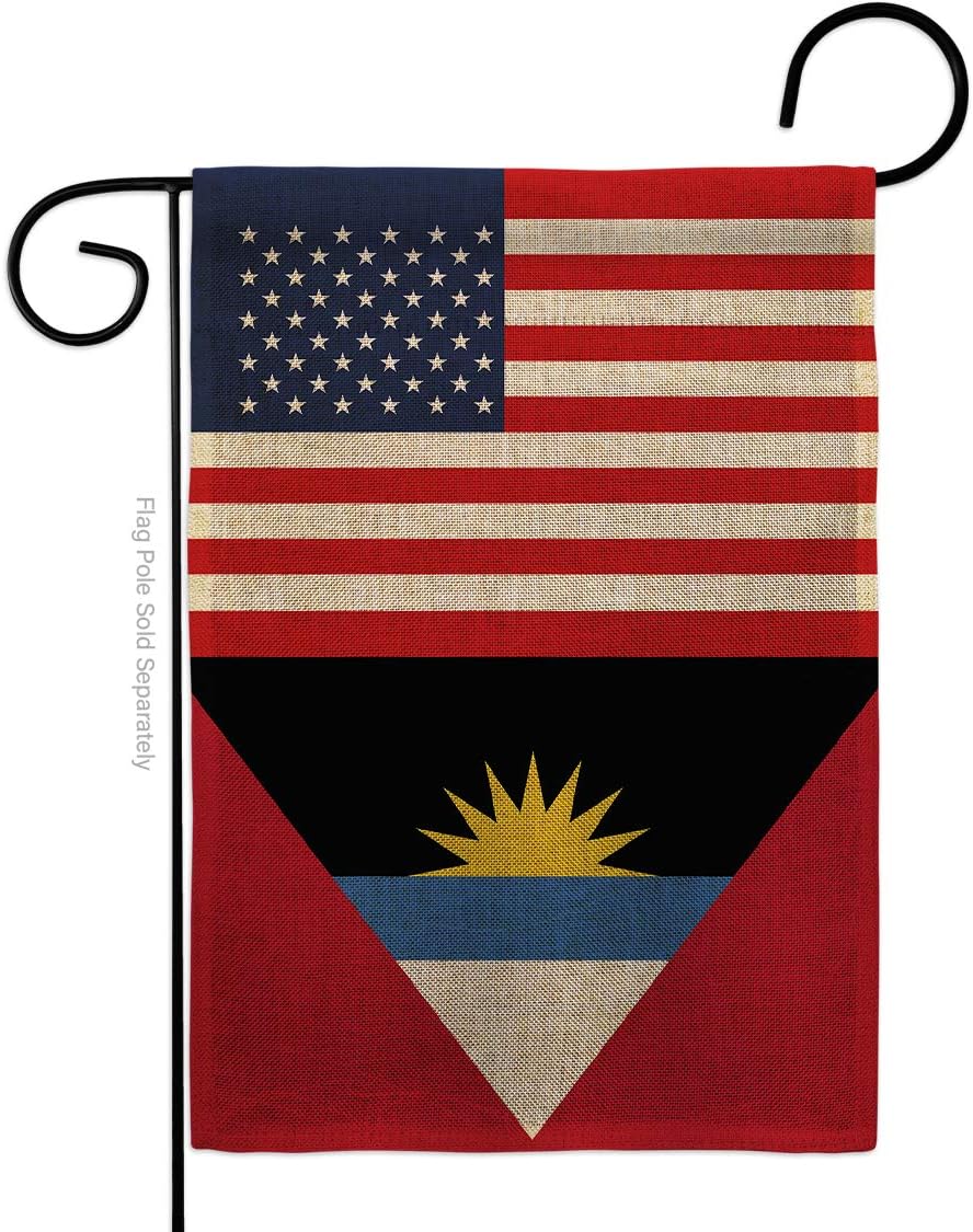 Antigua and Barbuda US Friendship Burlap Burlap Garden Flag Regional USA American Alliance World Country Particular Area Small Decorative Gift Yard House Banner Double-Sided Made In 13 X 18.5
