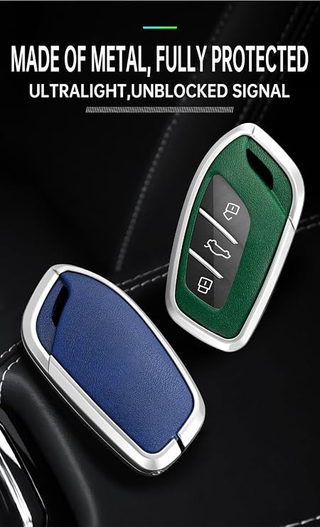 Metal Key Case Car Key Case Fits MG ZS 2025 HS MG4 MG EHS MG3 Hybrid+ 2024 ZS Hybrid + EV MG5 3 Button Accessories Key Cover Key Case Key Fob Black Green