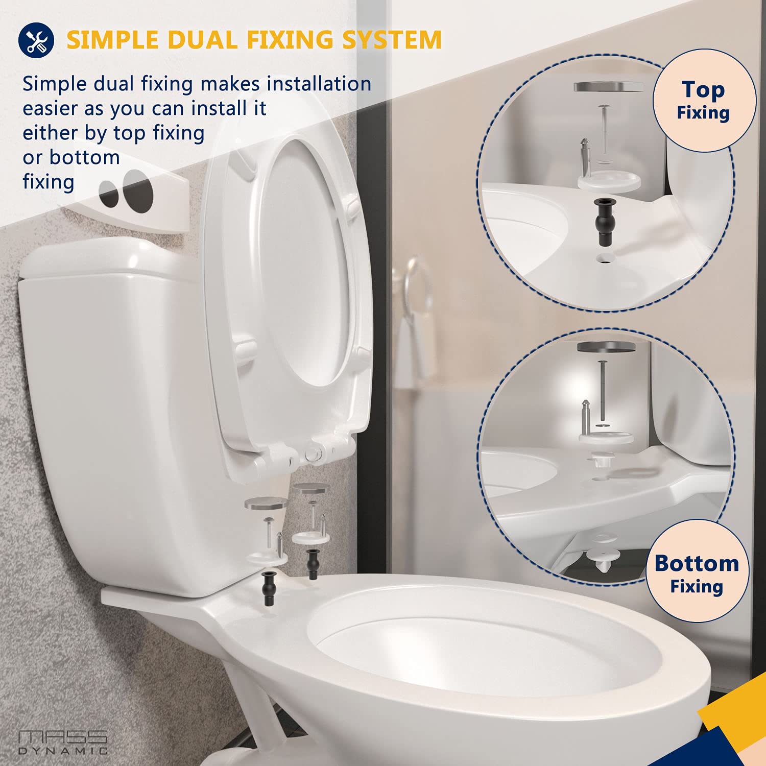 Buy Mass Dynamic Soft Close Toilet Seat, Quick Release Toilet Seat for