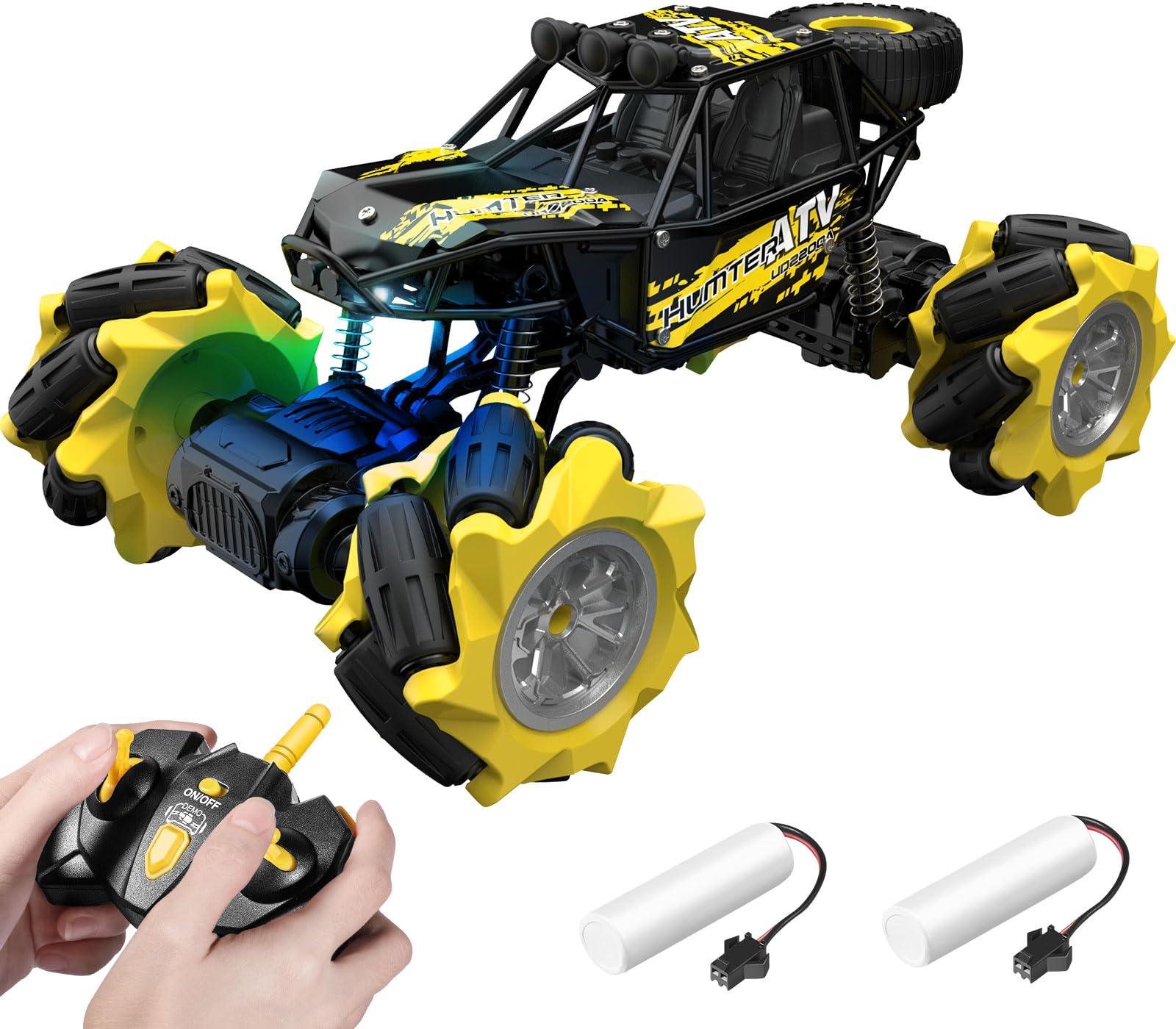 DoDoeleph RC Monster Truck, 1:20 Scale Metal RC Car, 4WD 360° Stunt Car, 45° Incline Climbing, 2.4Ghz Remote Control, Rechargeable, LED Lights, Kids (Ages 4-10), Unisex
