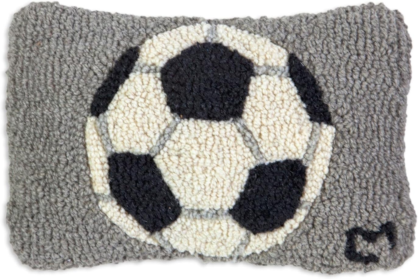 Chandler 4 Corners Artist-Designed Soccer Hand-Hooked Wool Decorative Throw Pillow - Soccer Pillow for Couches & Beds - Easy Care Low Maintenance Sports Home Decor - Great Gift for Dad