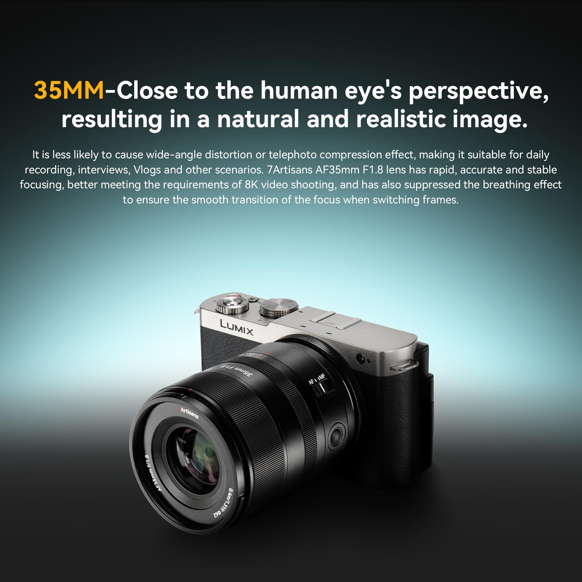 Obiettivo Full Frame 7artisans AutoFocus 35mm F1.8,Apertura F1.8 Ampia,Supporto Automatico/Manuale,Compatibile con Leica/Panasonic S1,DC-S1,S5,DC-S5,Fotocamere Mirrorless Serie LUMIX S9/Sigma L