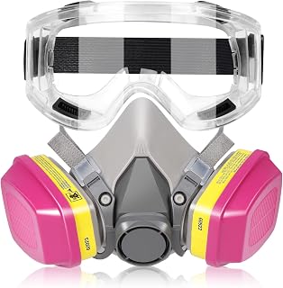 Pro Anti-fog Half Face Respirator Mask - Reusable Gas Cover Organic Vapor Masks Survival Nuclear, with 60923 Cartridges & Goggles for Woodworking,Dust,Formaldehyde,Epoxy Resin,Sanding,Cutting,welding