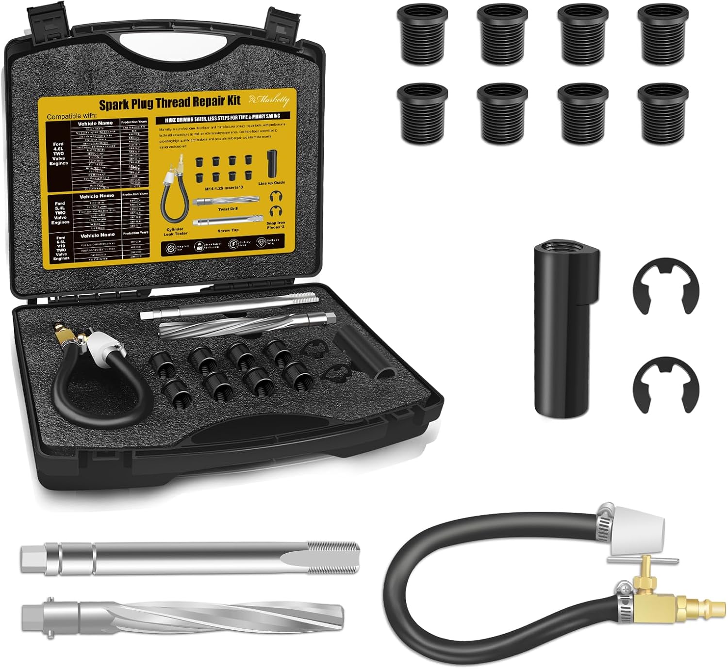 38900 Two Valve Spark Plug Tool Kit, Compatible with Ford Triton, Foolproof Repair System, Spark Plug Thread Repair Kit, Cost Effective & Fast Tools and Equipment (Version 2(Upgraded))