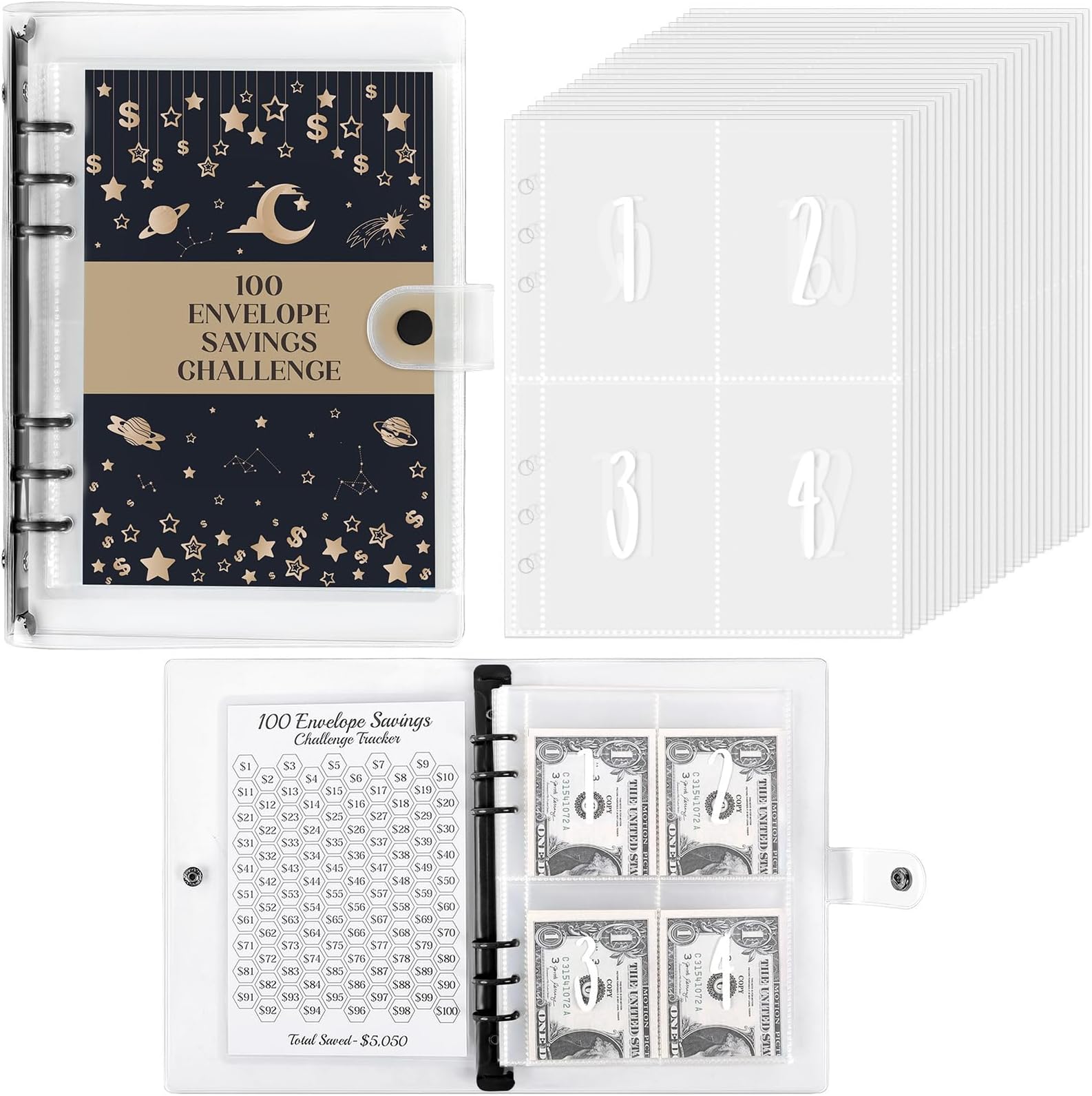 100 Envelopes Money Saving Challenge Binder Laminated