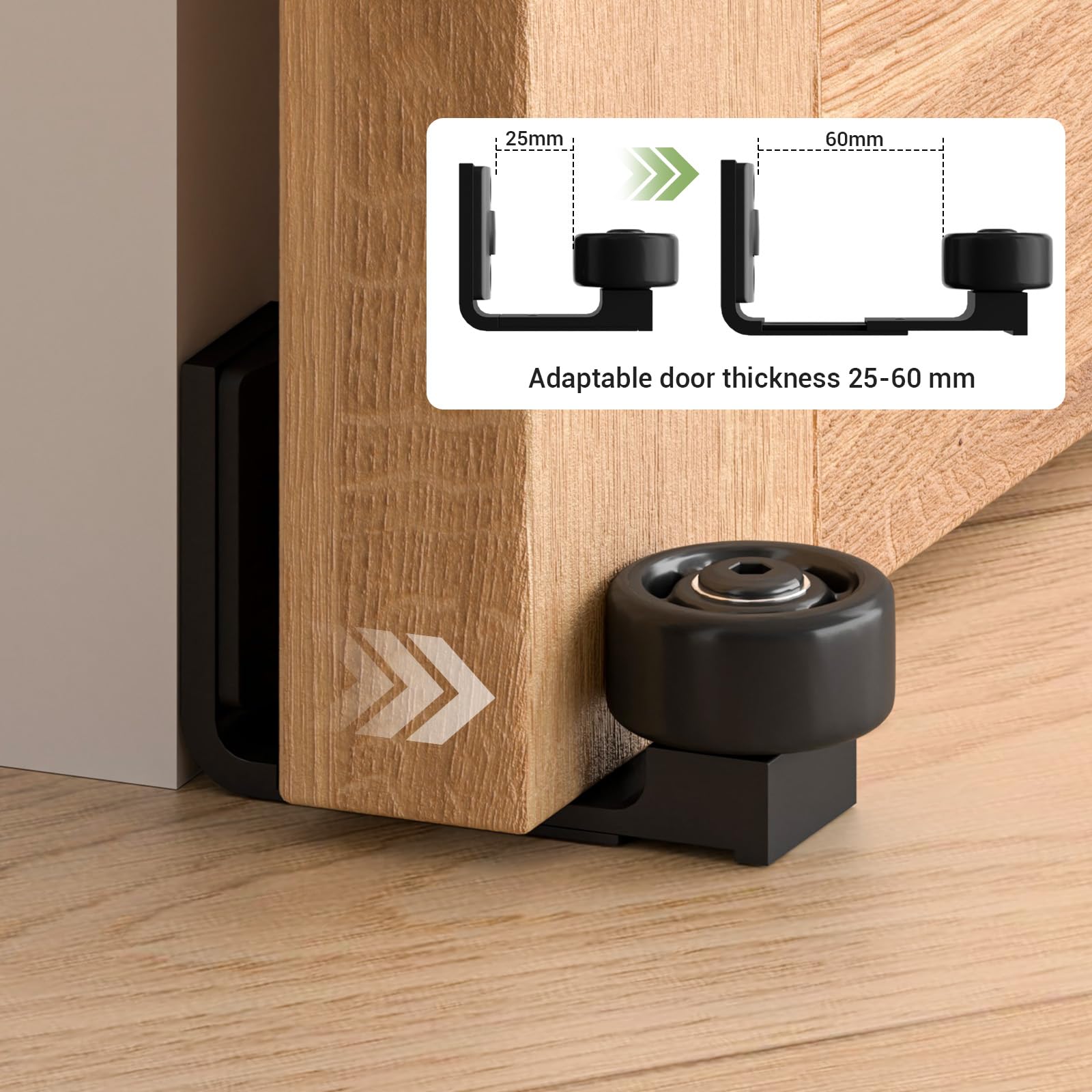 182CM/6FT Herraje para Puerta Corredera Kit de Accesorios para Puertas Correderas riel puerta corredera granero, Contiene Guía de suelo recientemente actualizadas y ajustable