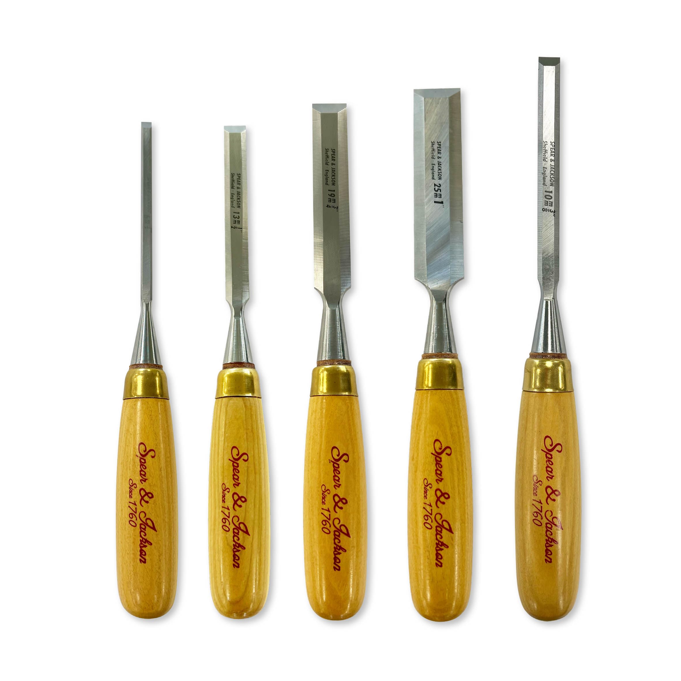Spear & Jackson SJ5PCSET Zestaw 5 Dłut do Drewna – Ręcznie wykonane w Sheffield, Anglia – do precyzyjnego cięcia, rzeźbienia i kształtowania