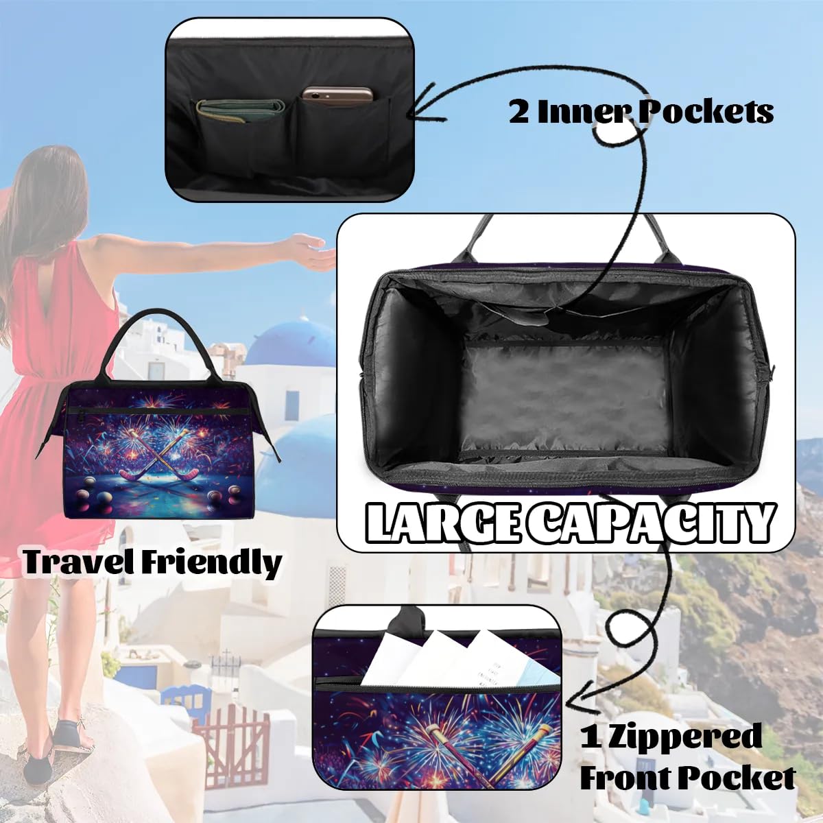 Sac de sport de hockey pour femmes, hommes, enfants, garçons et filles, sac de week-end, sac fourre-tout de 24 L, sac fourre-tout pour sport, gym, yoga, couleur, Big, Organiseur de sac