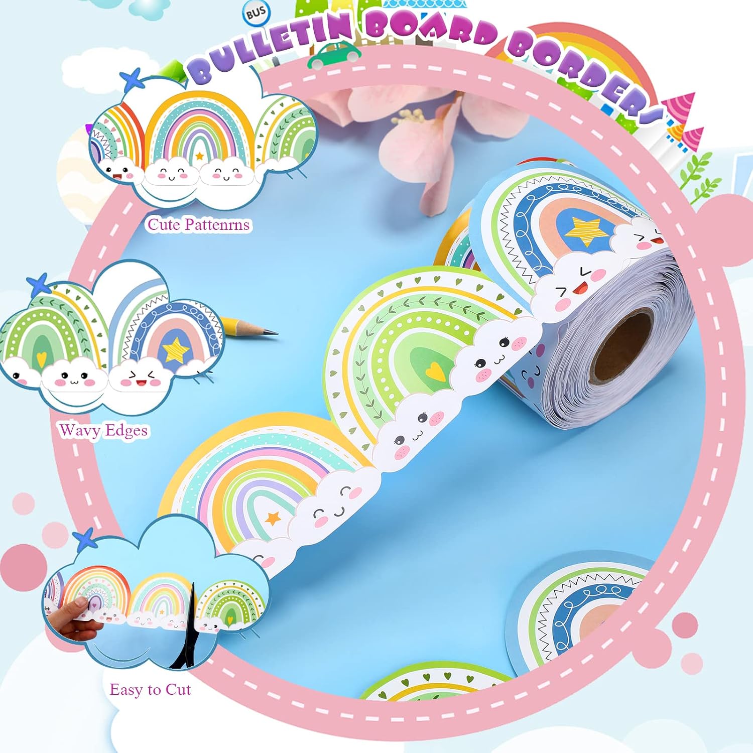 Eersida 65.6 ft Rainbow Bulletin Board Borders Classroom Decorations image 3