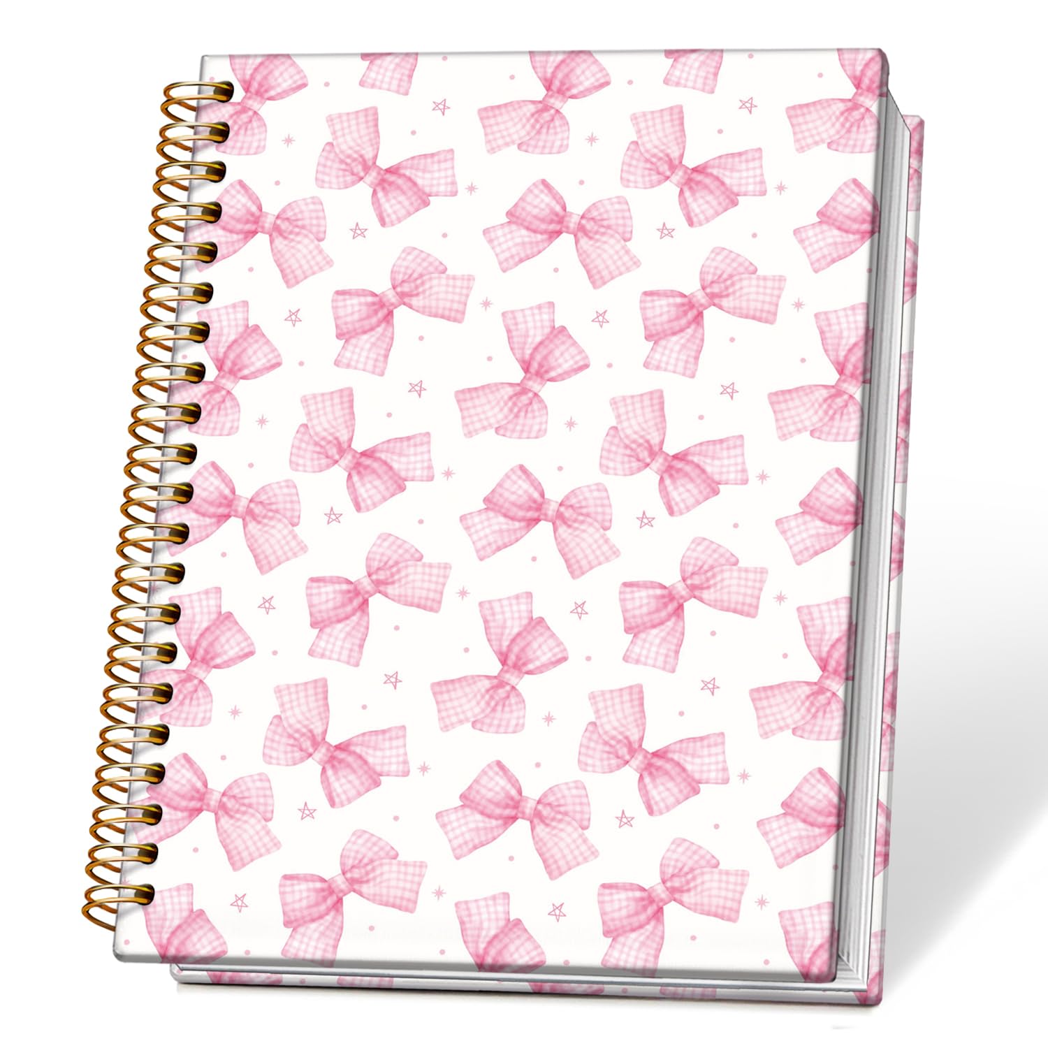 Pink Coquette Bow Star Spiral Diario per donne, diario preppy per donne, forniture per ufficio rosa, taccuino con fiocco preppy per donne, 14 x 20 cm