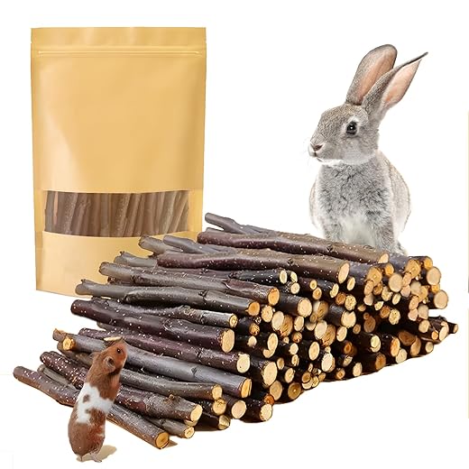 600g Organic Apple Sticks Small Animals Molar Wood Treats Toys for Chinchillas Guinea Pig Rabbits Hamster Gerbil Parrot Bunny Chew Stick Toys, 21.2 OZ