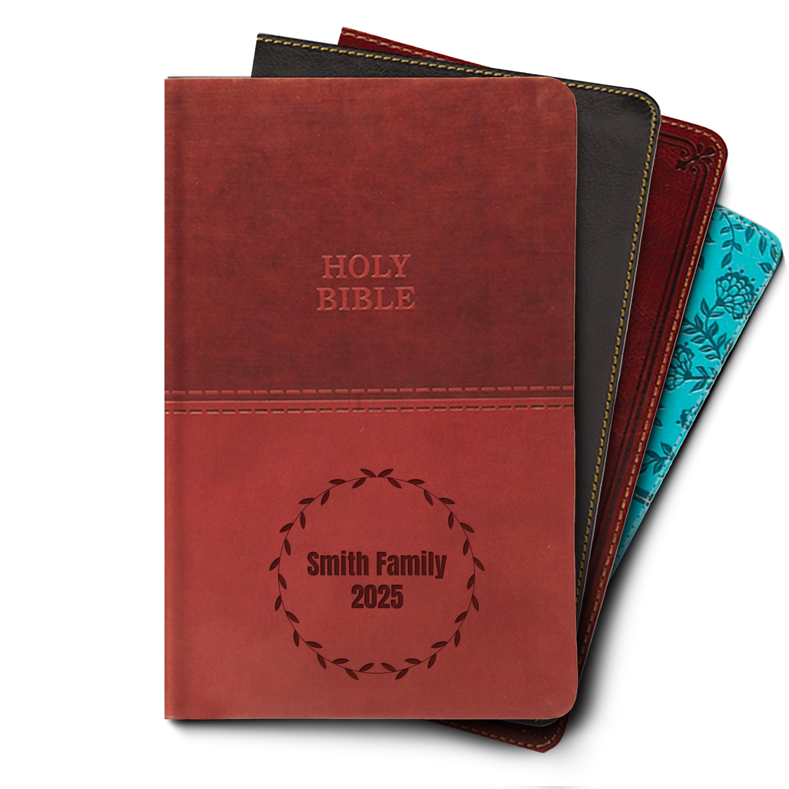 Hope Harbor Personalized Gift Bible with Custom Name Engraved, KJV, Brown, Value Thinline, King James Version, Red Letter Edition, Comfort Print, Faux Leather