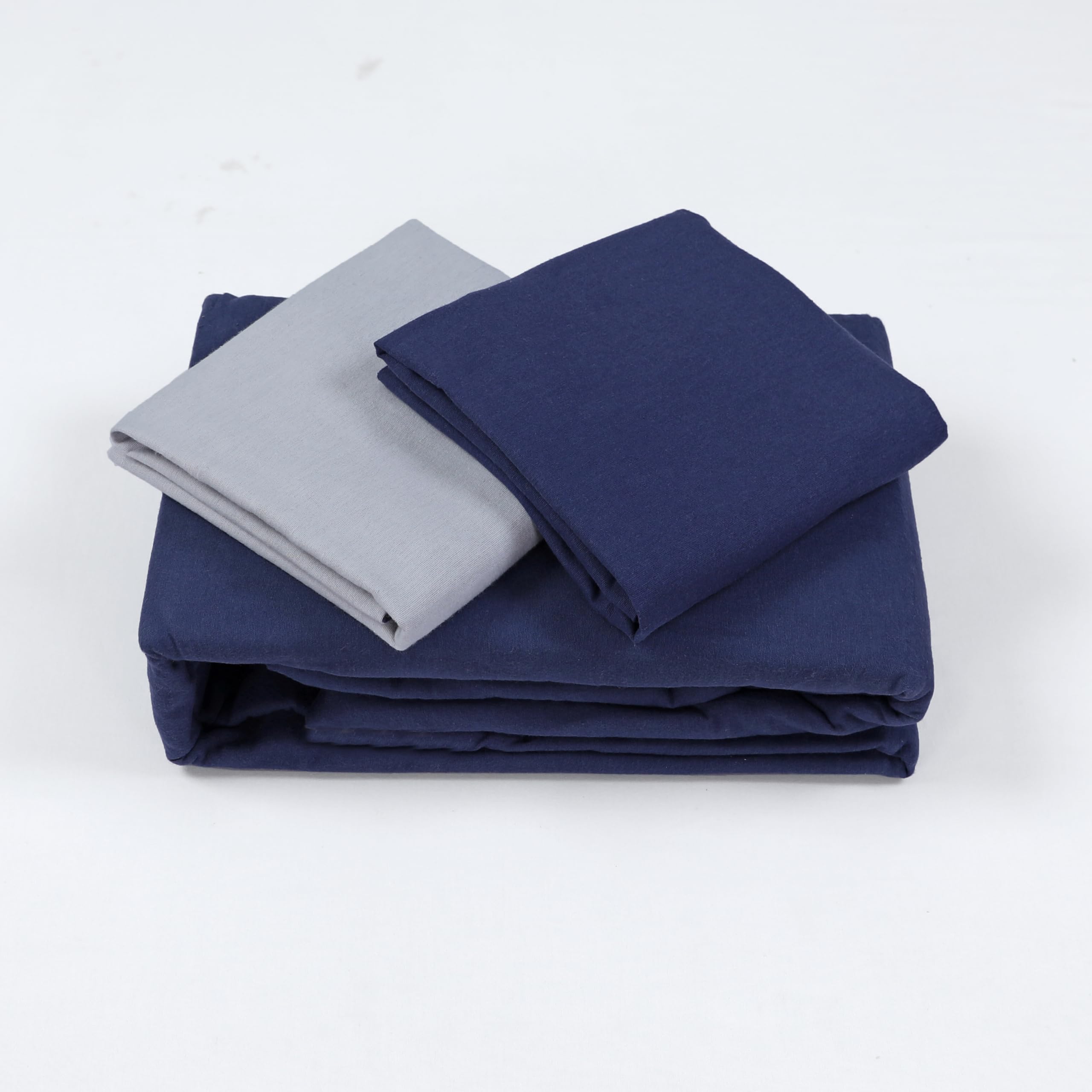 Vision - Set copripiumino reversibile in flanella - blu/grigio - Set copripiumino 260 x 240 cm con 2 federe per letto matrimoniale Kingsize - 100% cotone flanella - morbido e caldo