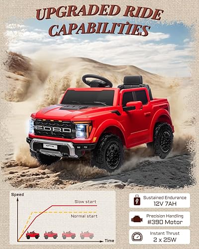 Miniatura 8 de First Ride On Ford F-150 Raptor - Auto de paseo para niños con licencia de 12 voltios, juguetes para niños con control remoto, vehículo eléctrico