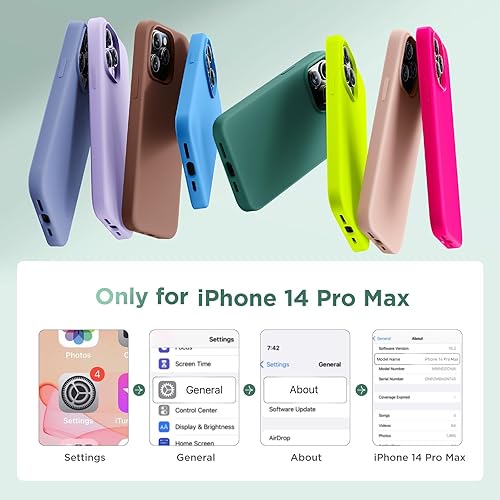 Miniatura 6 de Cordking Funda diseñada para iPhone 14 Pro Max, silicona líquida de alta calidad a prueba de golpes para iPhone 14 ProMax con forro de microfibra